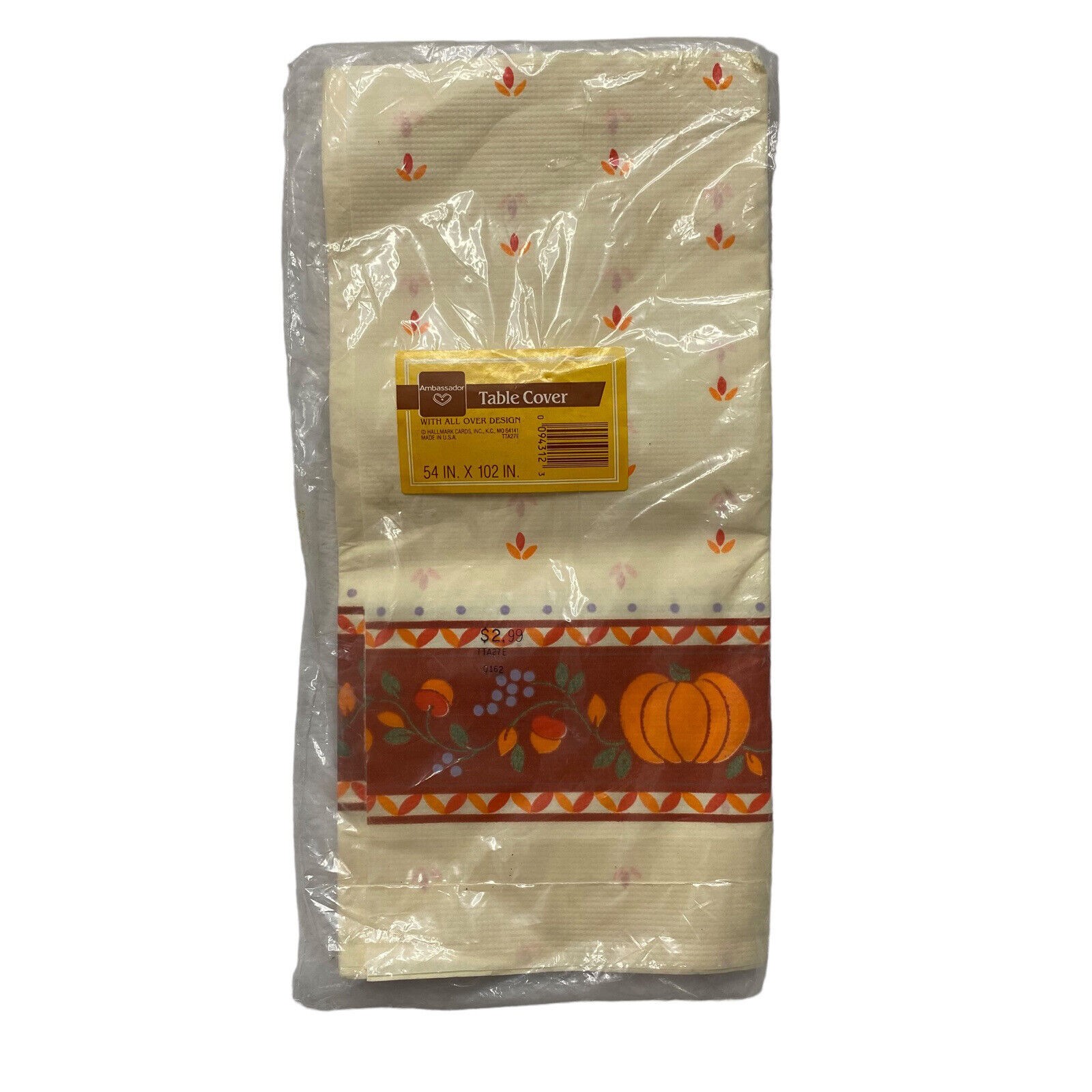 HALLMARK Ambassador Vintage *NEW* Thanksgiving Fall Table Cover Paper 54×102 in.