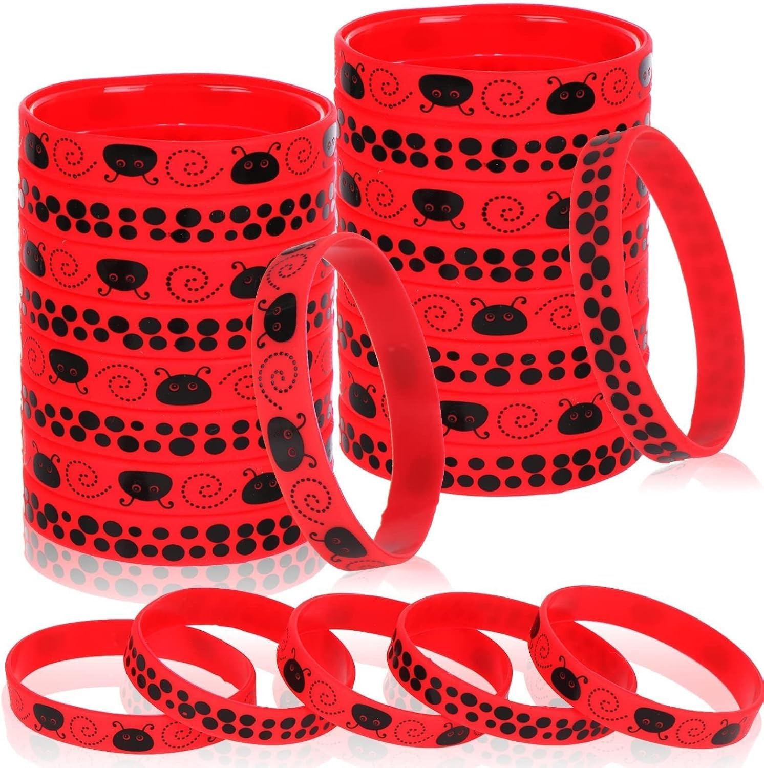 24 Pieces Ladybug Silicone Bracelets Ladybug Silicone Wristbands Ladybugs Themed