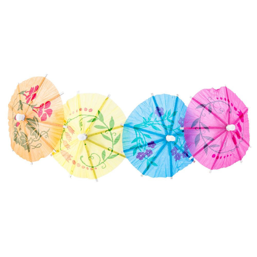 Assorted Umbrella Parasol 4″ Cocktail Food Picks Tropical Luau Choose Amount
