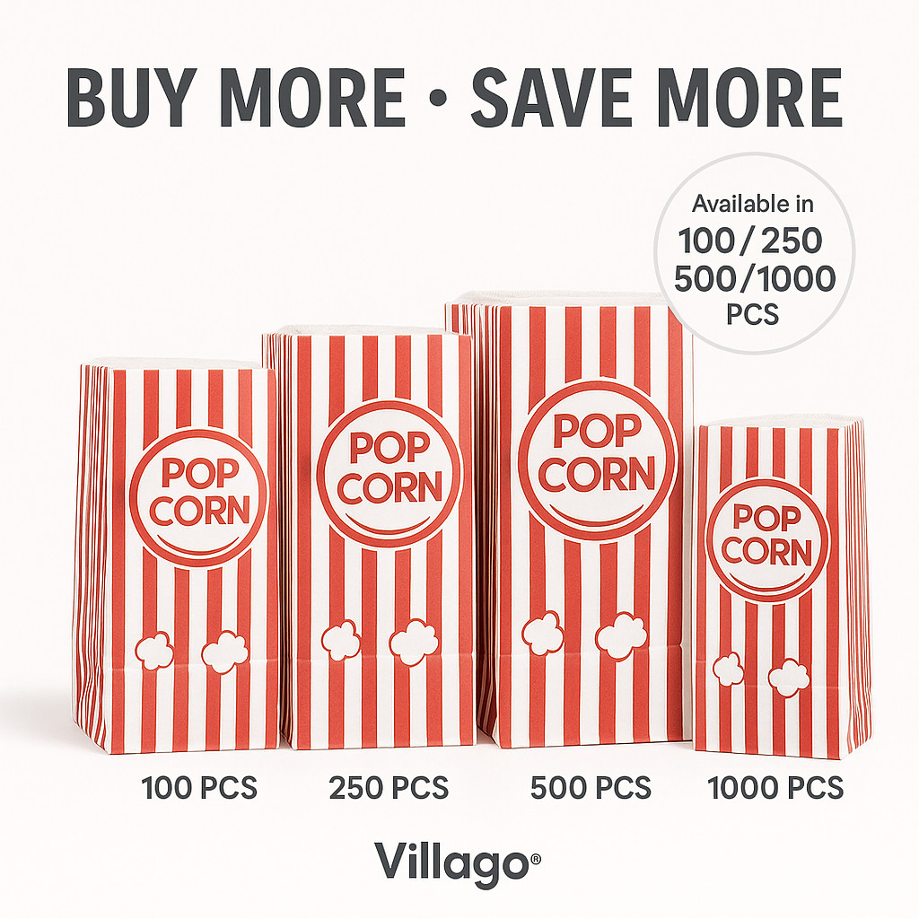 Carnival King Popcorn Bags 1 oz 3.5×2.25×8.25 Red/White – 100/250/500/1000 PCS
