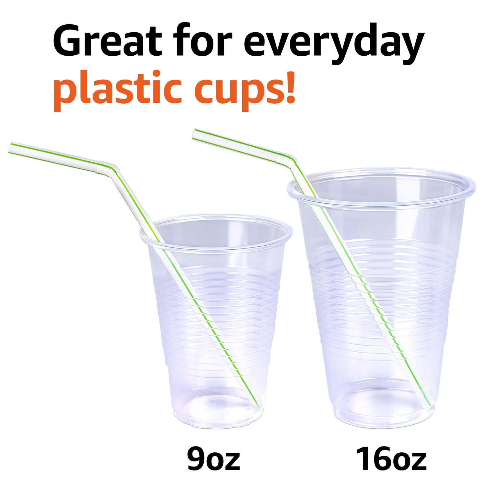 Amazon Basics Disposable Striped Plastic Flex Straws BPA Free Food Safe 7.5 Long