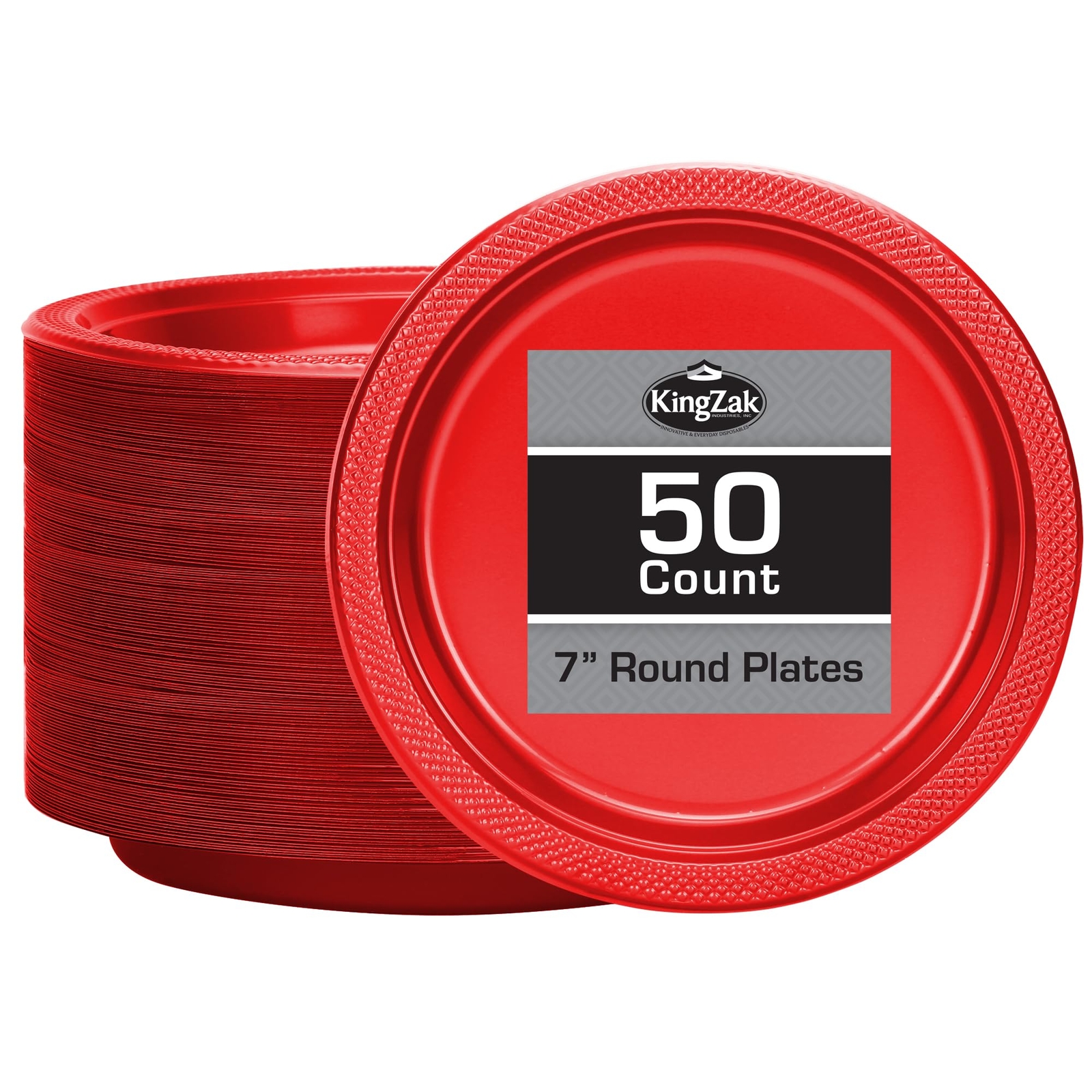 Red Plastic Plates 7 Inch 50 Count Plastic Solid Round Party Plates For Weddings