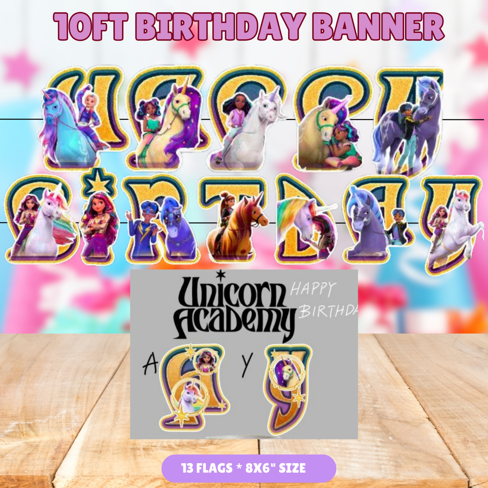 UNICORN ACADEMY PARTY SUPPLIES BIRTHDAY DECORATION BALLOON TABLEWARE SWIRL