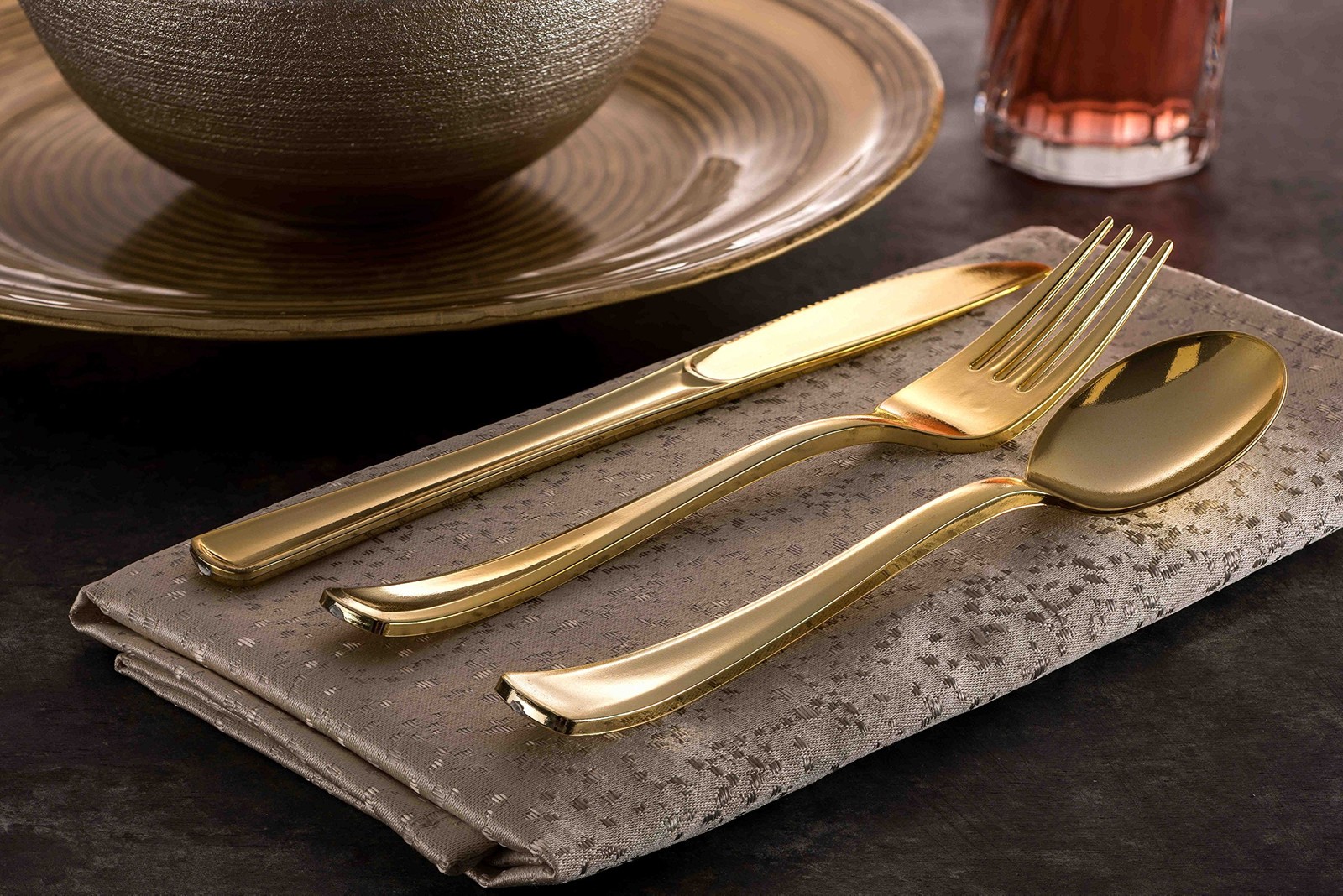 300 Gold Disposable Plastic Flatware Set – 100 Forks, 100 Spoons, 100 Knives …