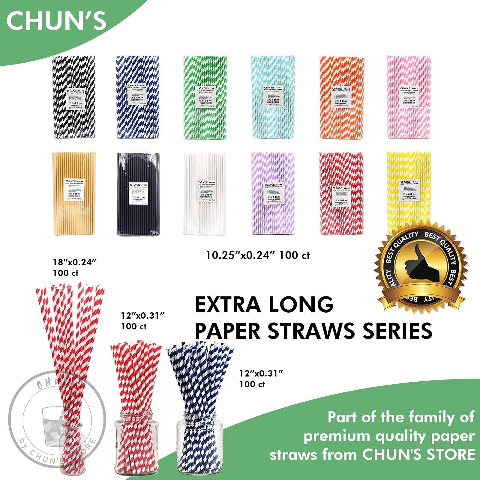 Black Paper Straws, Solid black/250 Bulk, 7.75 inch (250ct.),