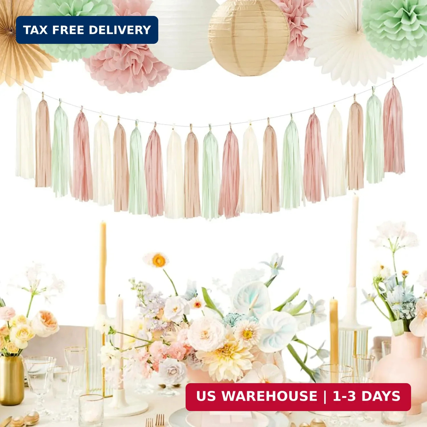 Sage-Green Pink-Beige Bridal-Shower Party-Decorations – 36pcs Bride to Be Banner