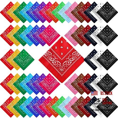 100 Pack Bandanas Unisex Paisley Bandanas Bulk Multi Purpose Multicolor Stylish