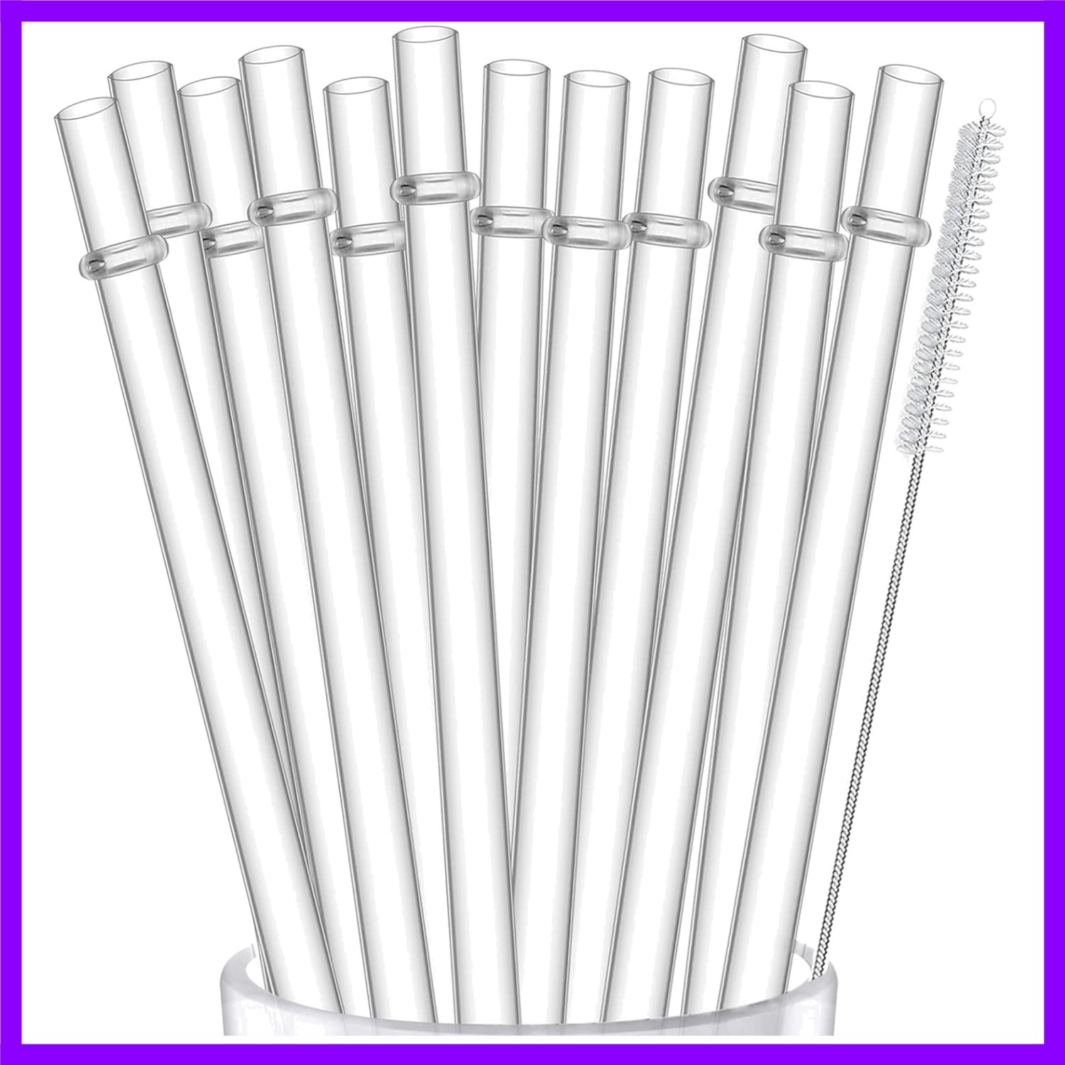 ALINK 12-Pack Reusable Plastic Clear Straws, 13 Inch Extra Long Tumbler Straws 1