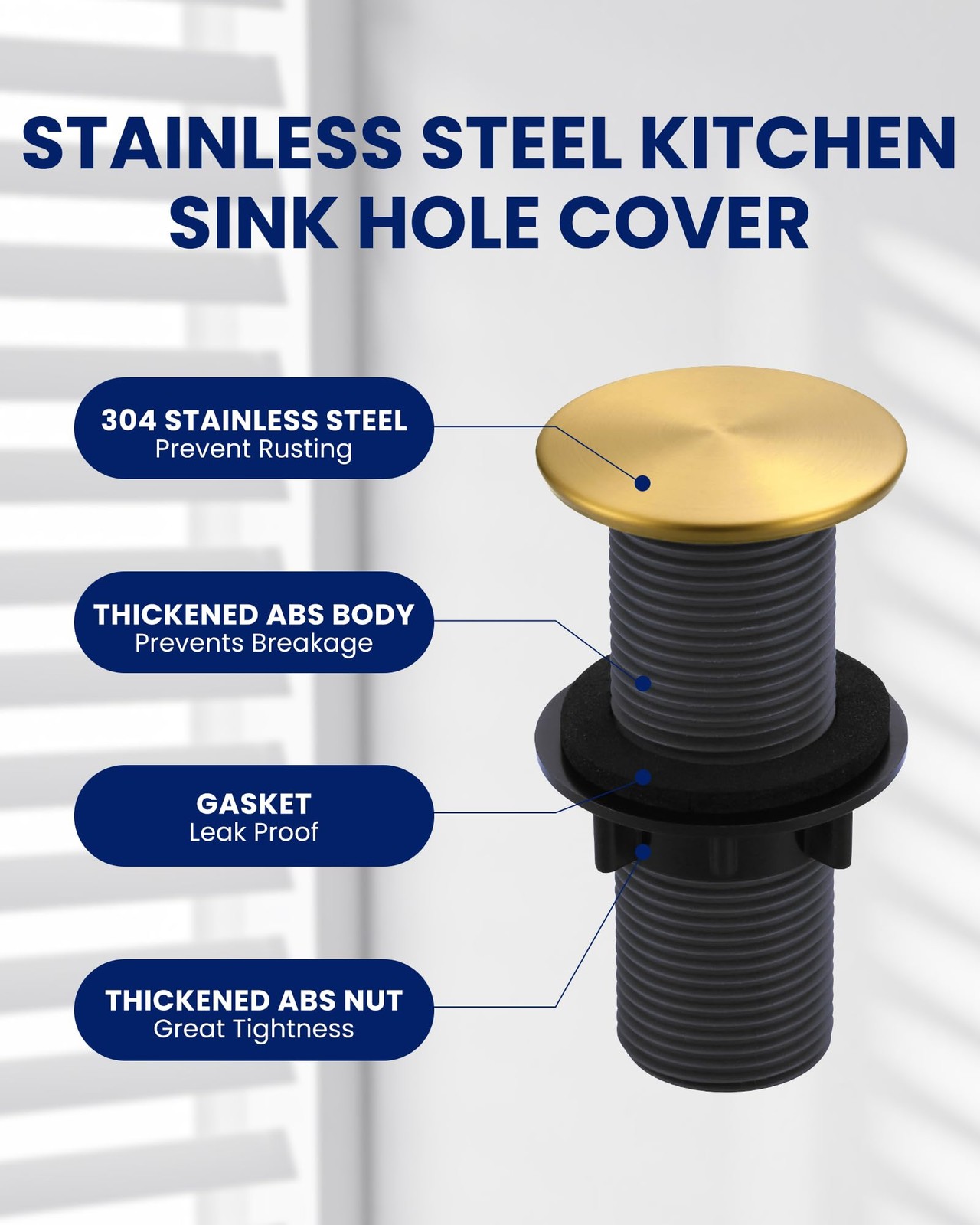 iVIGA Kitchen Sink Hole Cover,Faucet Hole Cover Stainless Steel,Wash Basin Sink