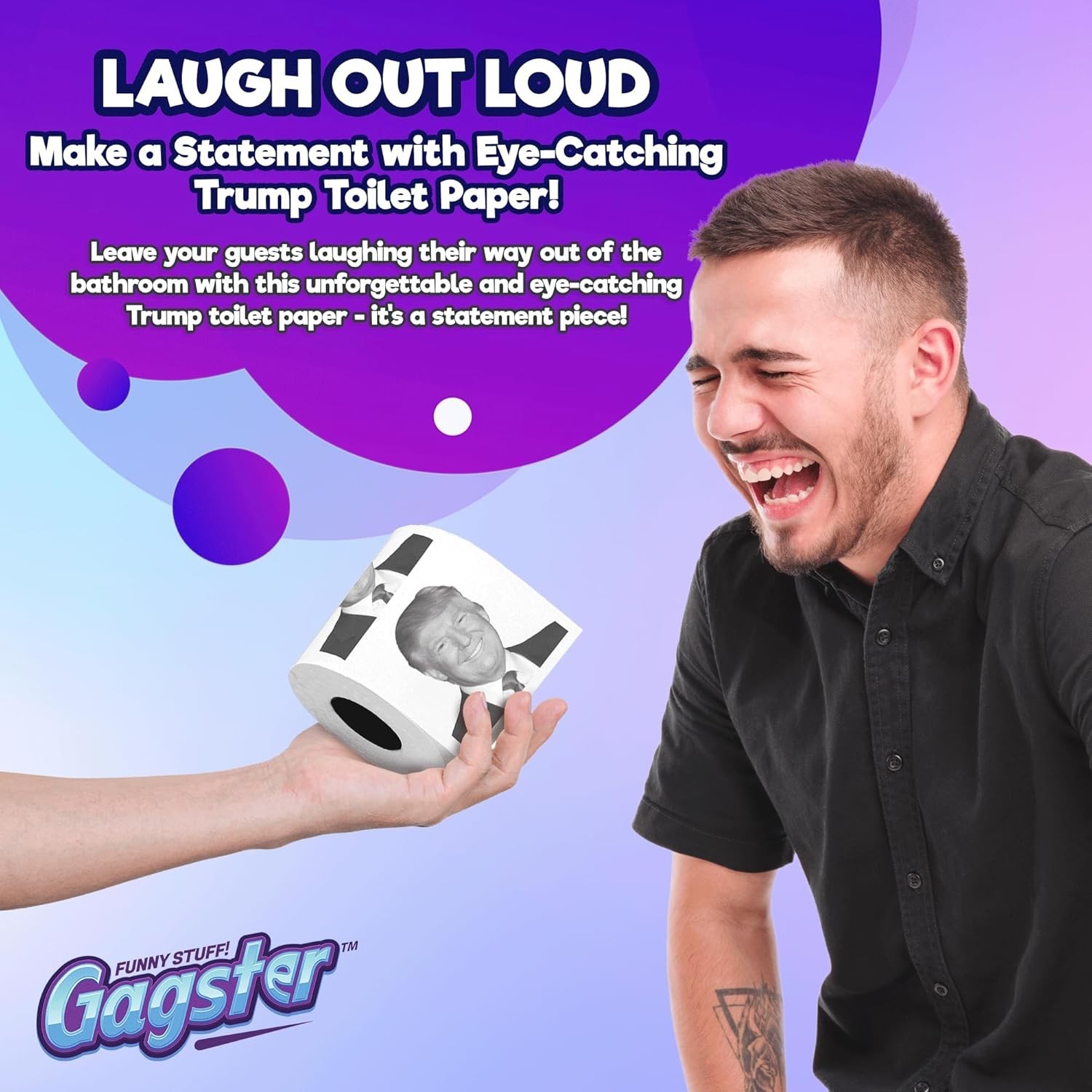 Donald Trump Toilet Paper Roll – 3 Ply Funny Novelty Bathroom Tissue Gag – 20…