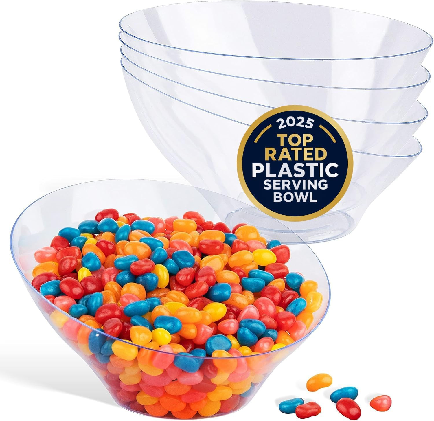 20Oz Clear Plastic Serving Bowls (4 Pack) Medium Disposable Candy Dishes, Buffet