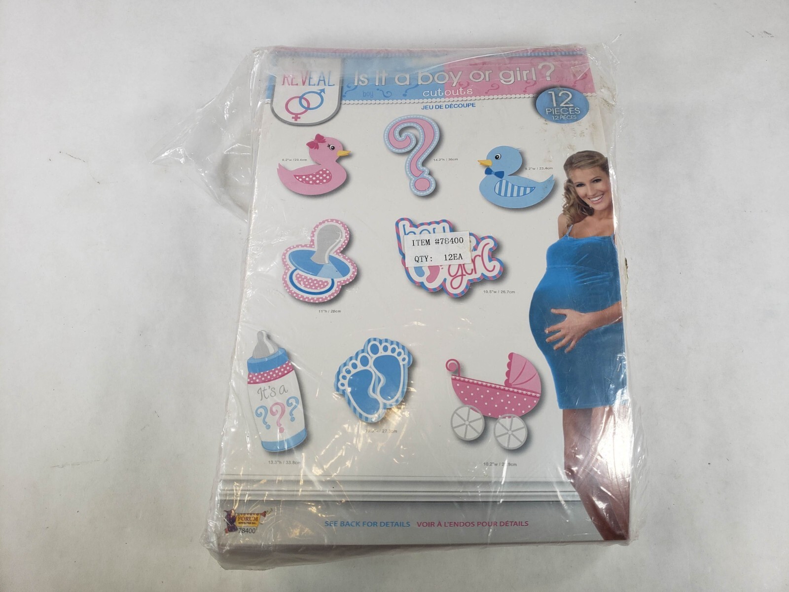 Lot Of 12 Forum Novelties Gender Reveal Baby Shower Wall Decoration Cutouts