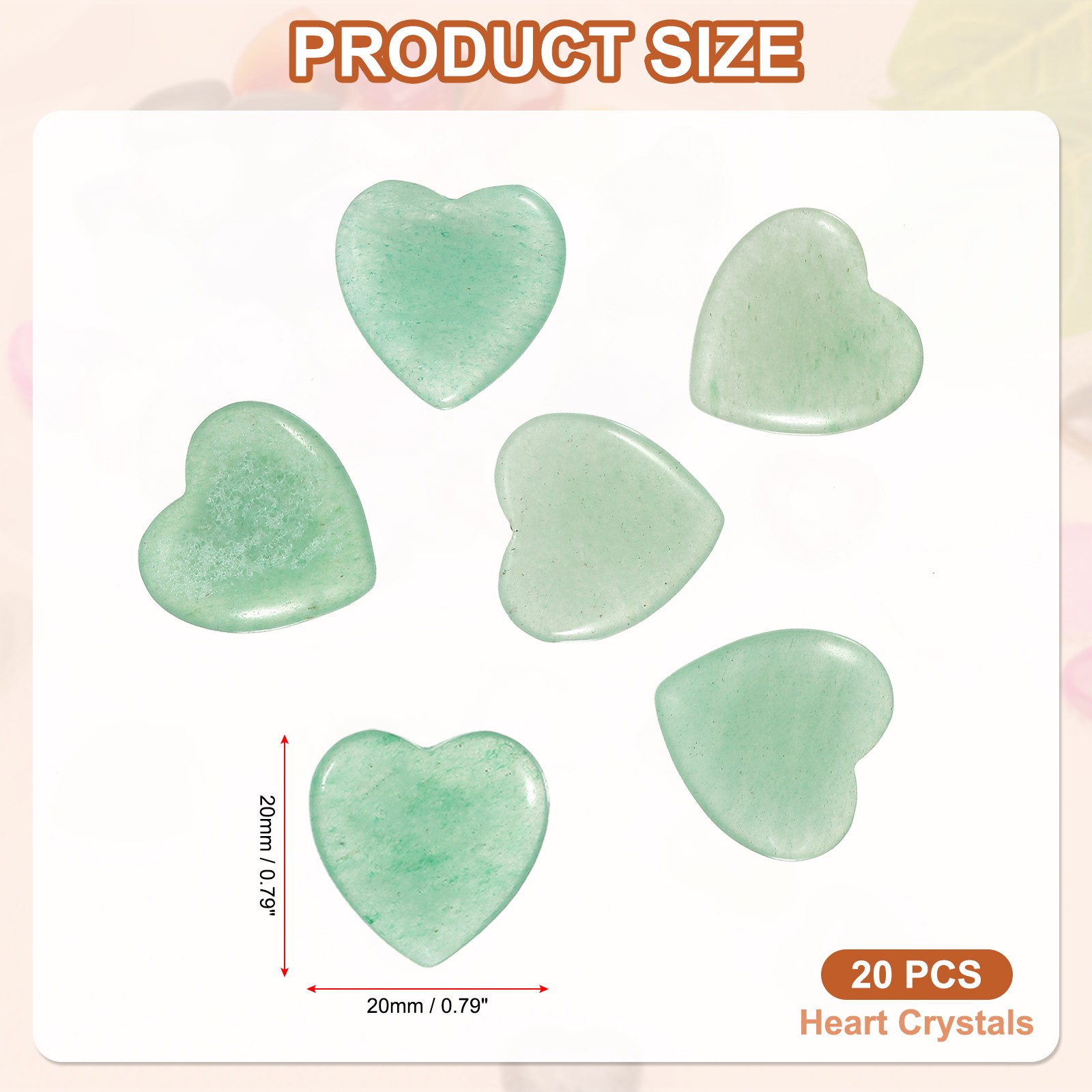 20 Pcs Heart Crystals Stone Natural Crystal Love Gemstone Bulk Set Green