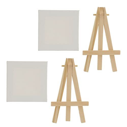 Party Pack Mini Canvas with Easel, 4 Pieces, None