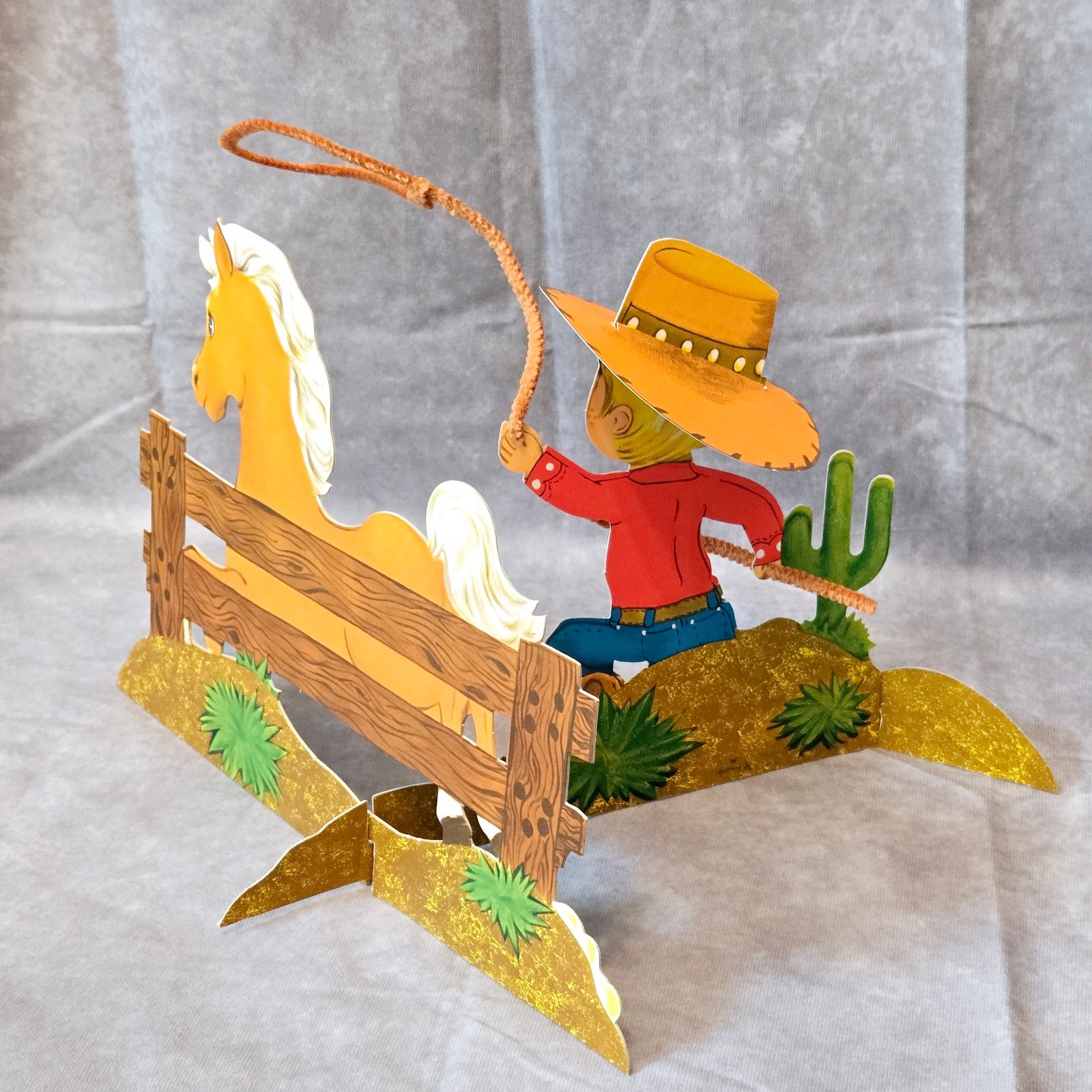 Freckles Cowboy Horse Centerpiece Hallmark Cardboard 3D Vintage Party