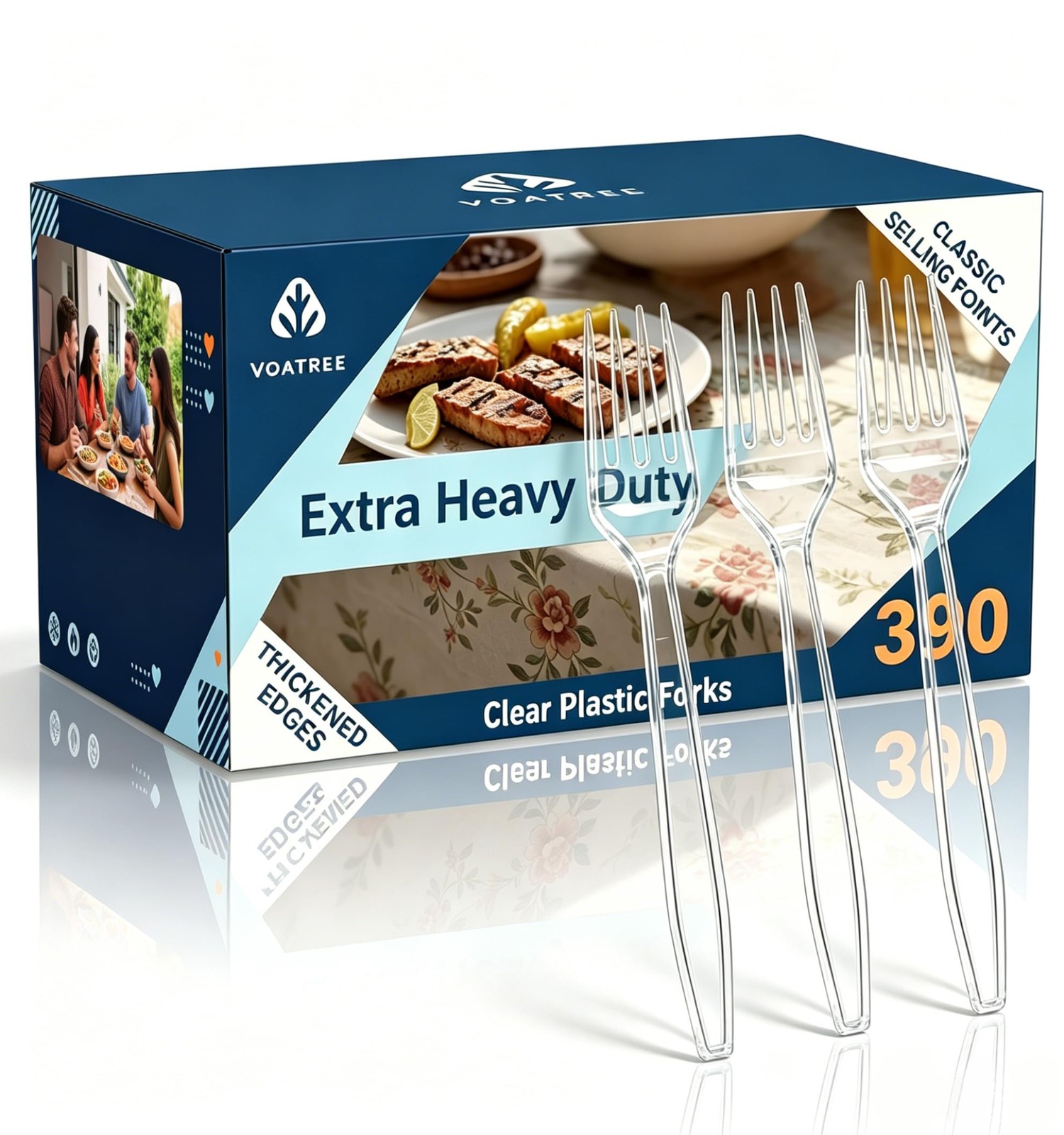 390 Count Heavy Duty Disposable Clear Plastic Forks, 7 Inch, Bulk