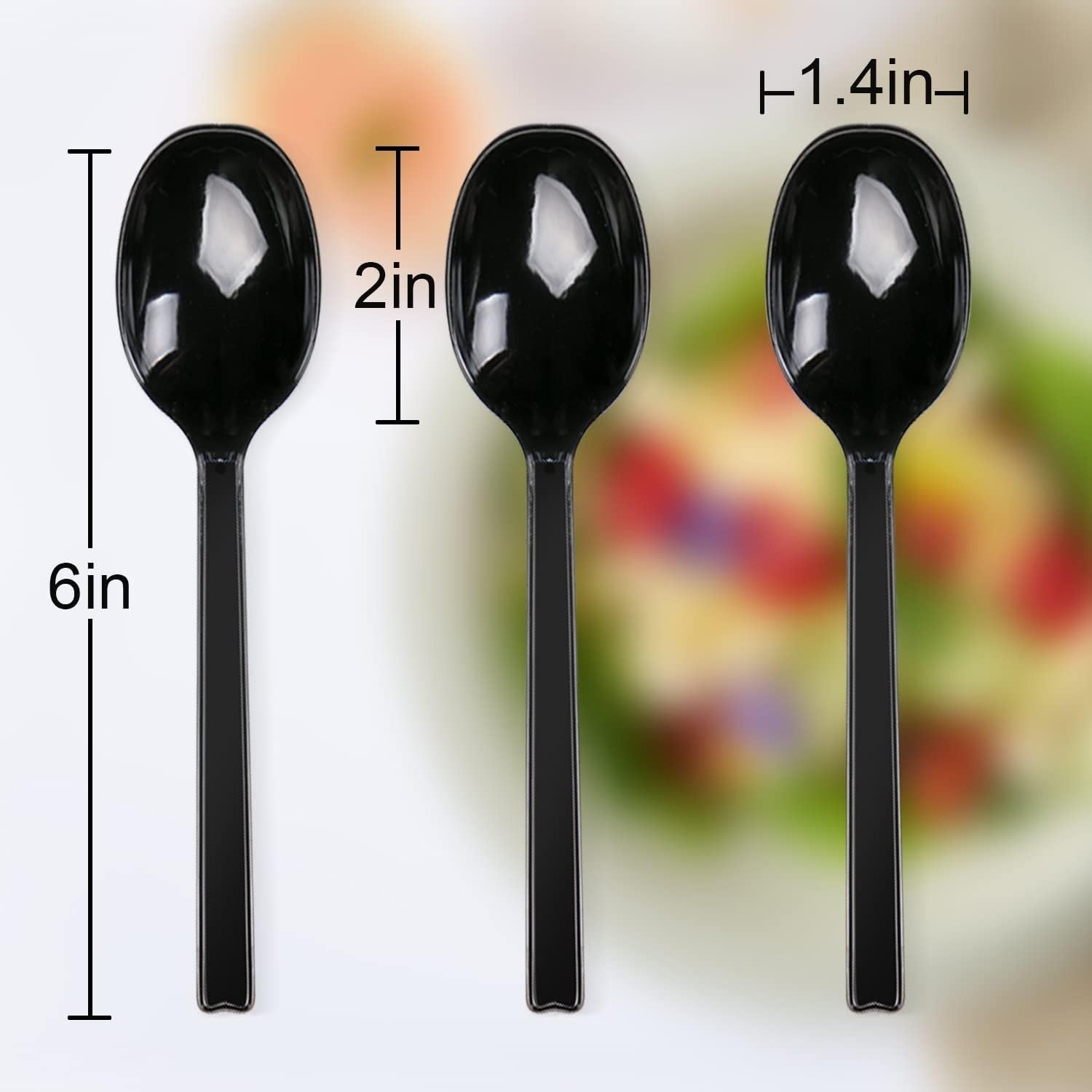 Versatile Black Plastic Spoons, 100pcs Individually Wrapped – For Home & Takeout