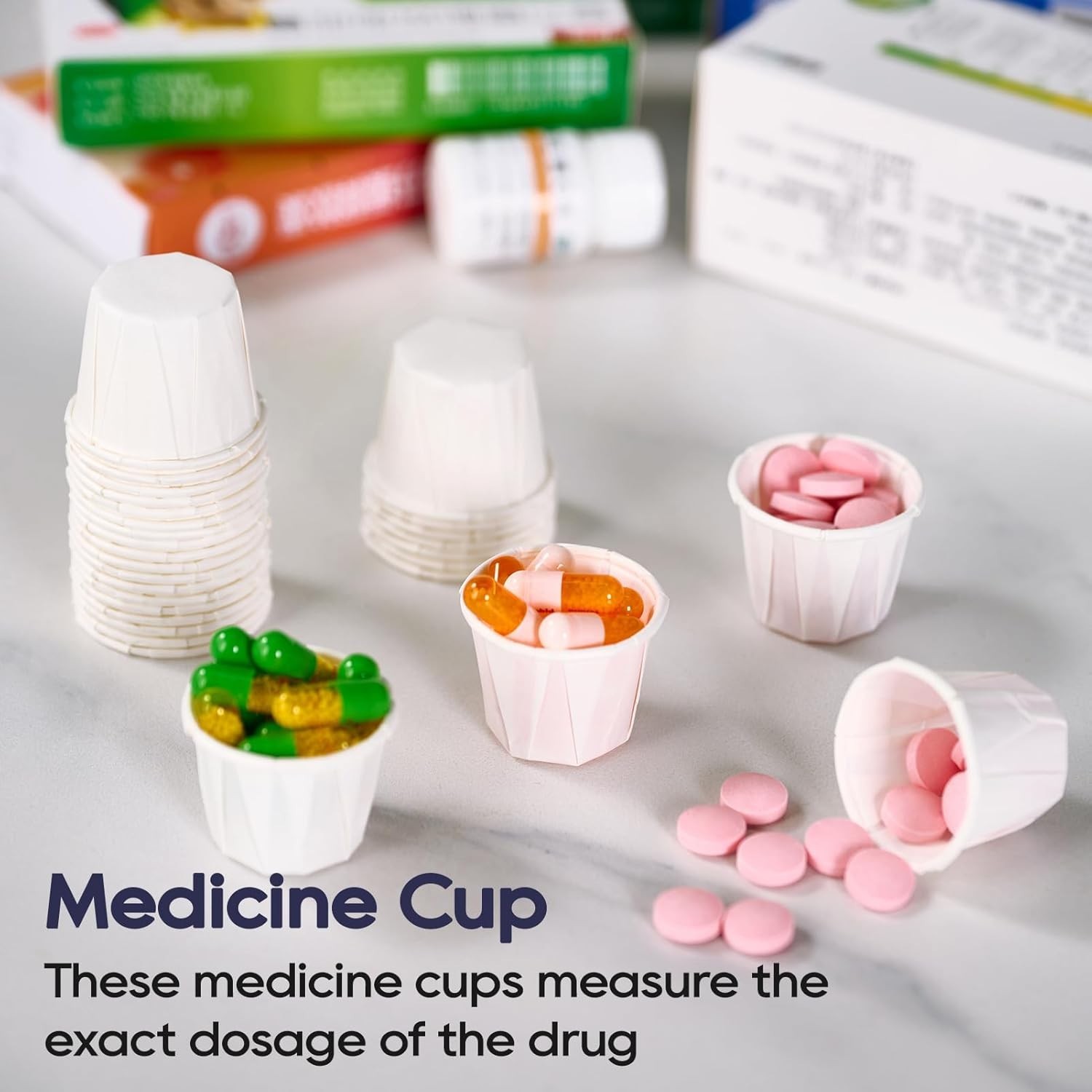 500 Pack 0.75 oz Disposable Paper Souffle Medicine Cups, 3/4 oz Sample Cups f…
