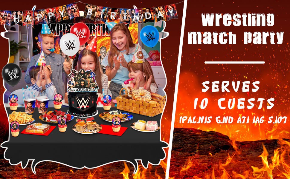 114Pcs Wrestling Match Birthday Decorations WWE Party Set Tableware Balloons Cup