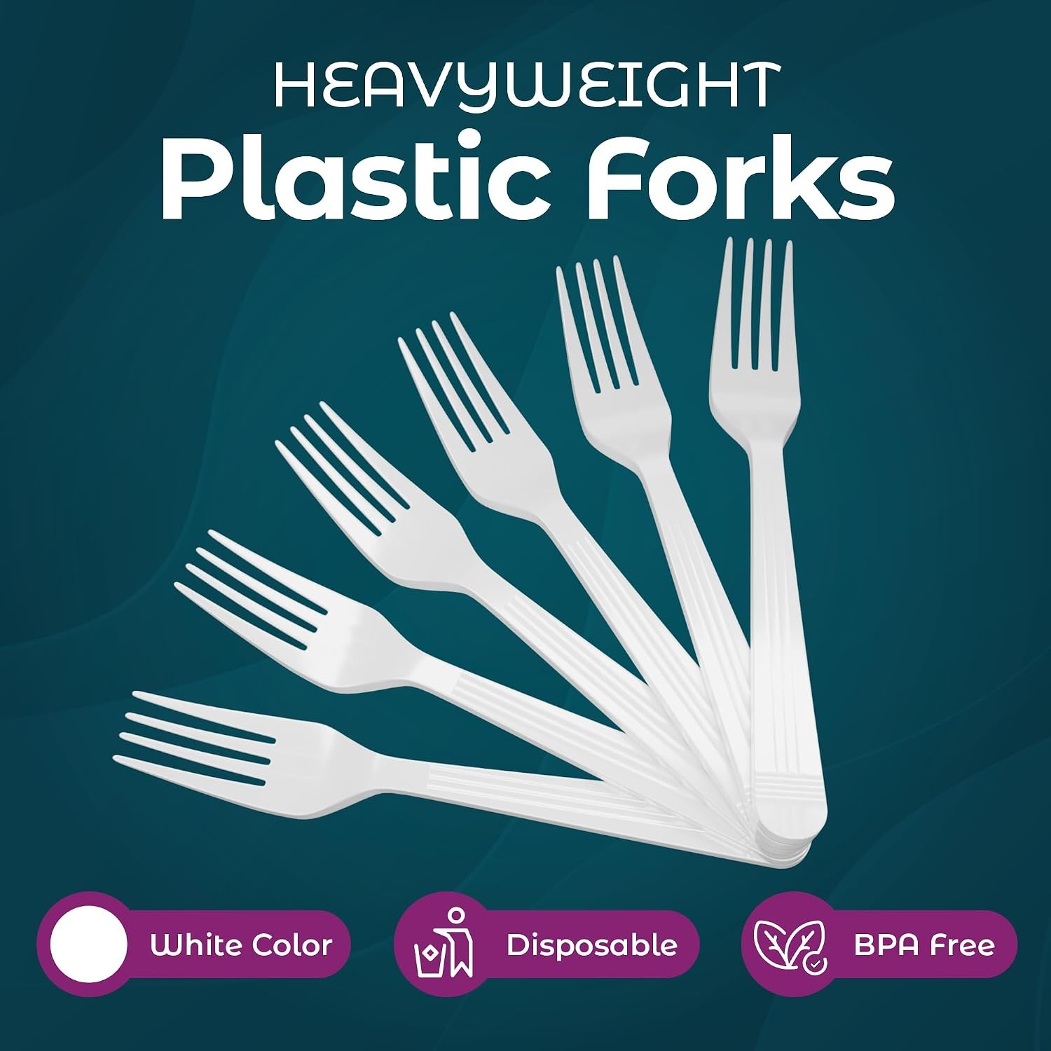 500 Count Heavyweight Disposable White Plastic Forks Party Pack Fork Set