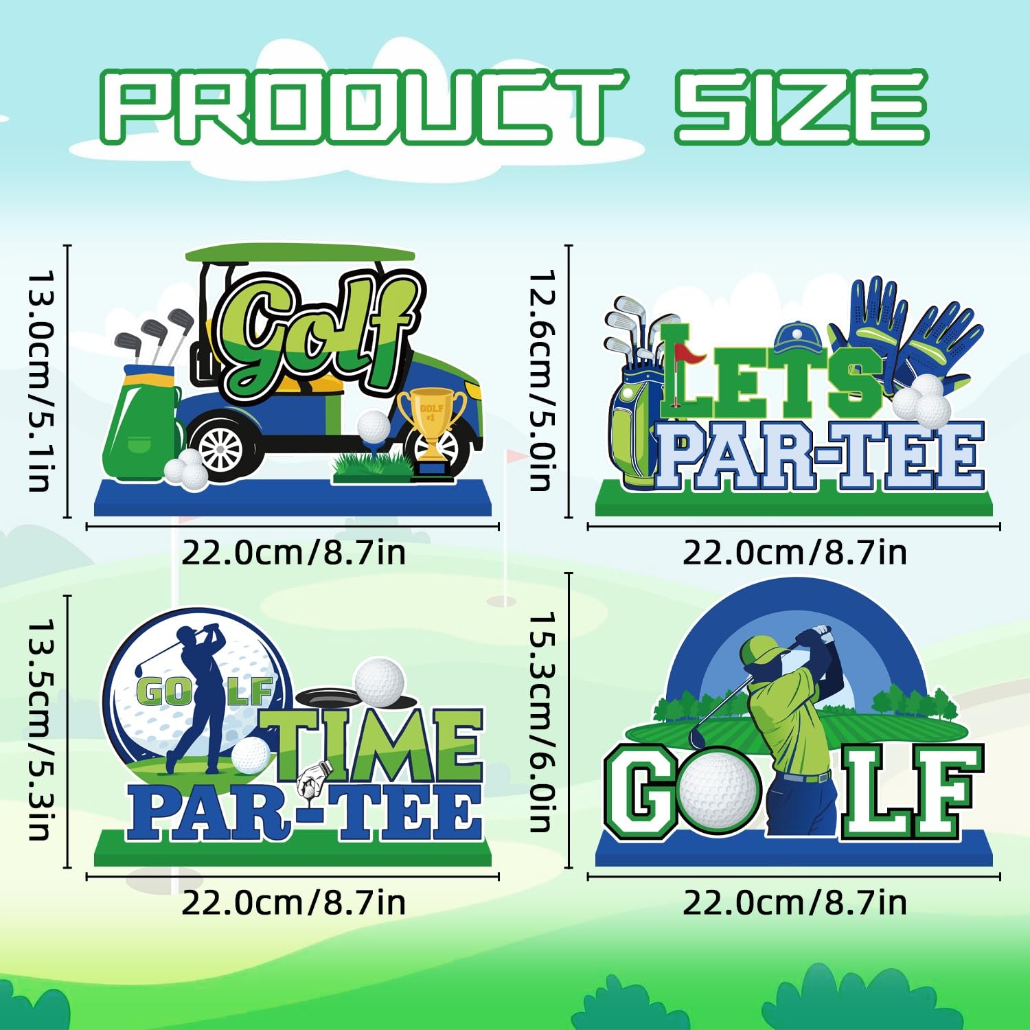 4 PCS Masters Golf Party Decorations Birthday Wooden Centerpieces Table
