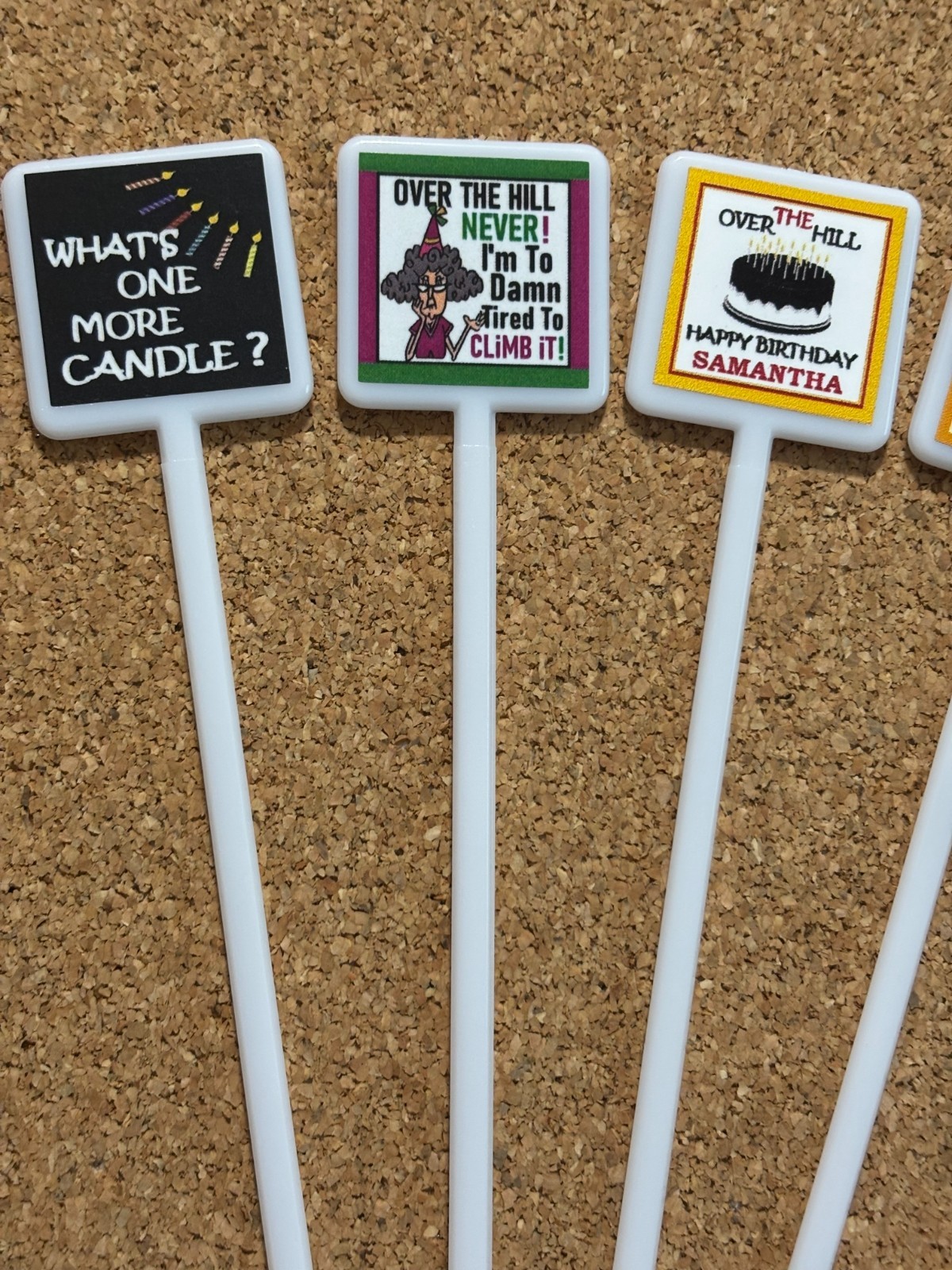 Birthday OVER THE HILL Cocktail Stirrers Gal / Guy Over The Hill Swizzle Sticks