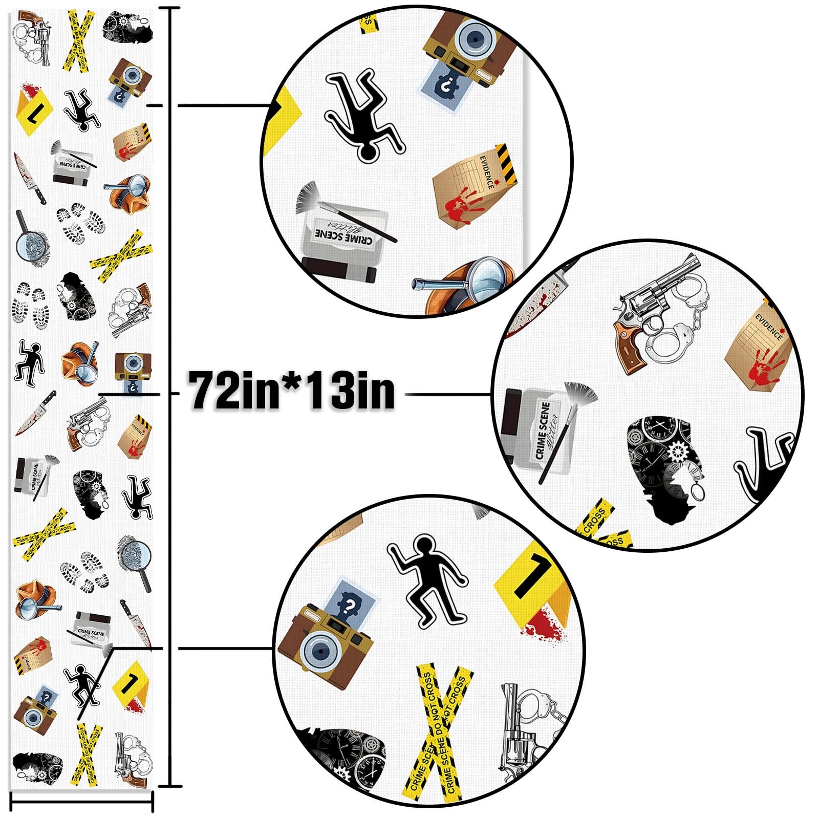Buxiuer Detective Party Table Runner Spy Murder Mystery Theme Birthday Party Dec