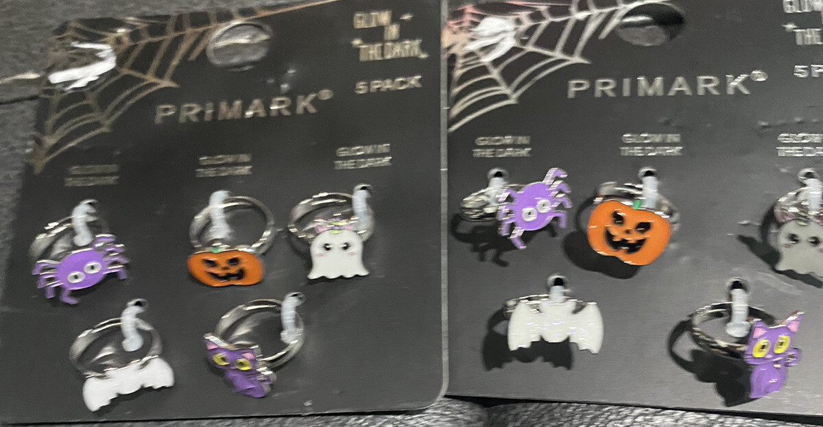 2 Packs Halloween Pumpkin, Spider Rings Glow in the Dark, 5 Per Pack