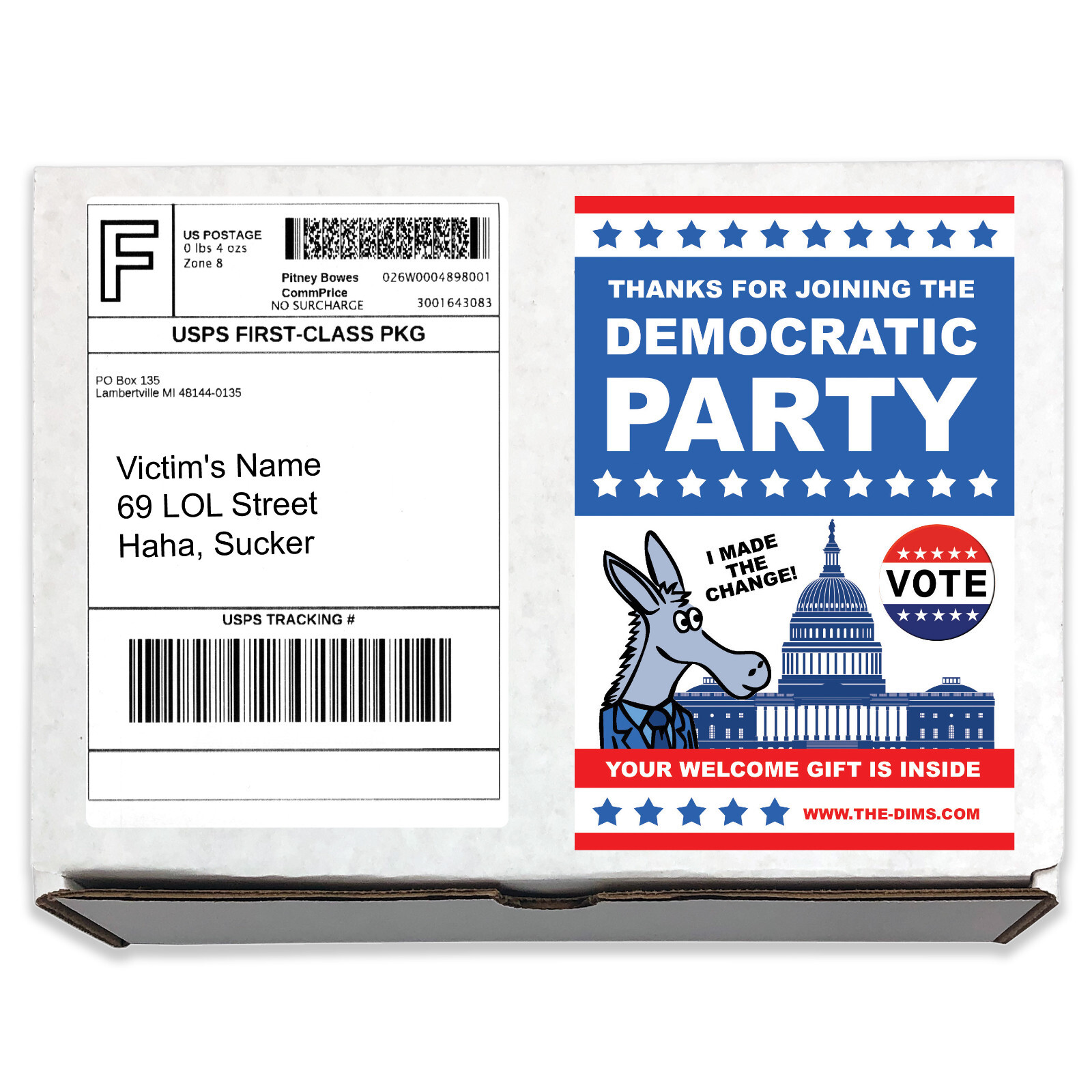 Prank Mail Democratic Party Gag Sent to your Friends to Embarrass Them!
