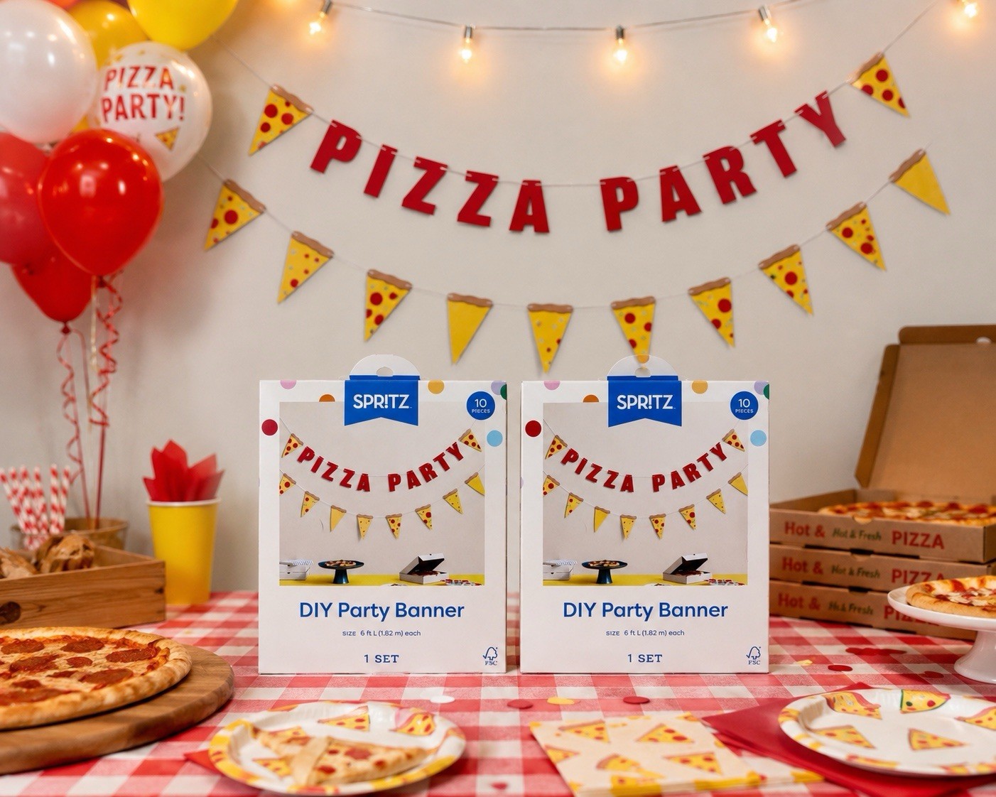 2 Spritz Pizza Party DIY Banner Sets Kids Birthday Decorations Target New