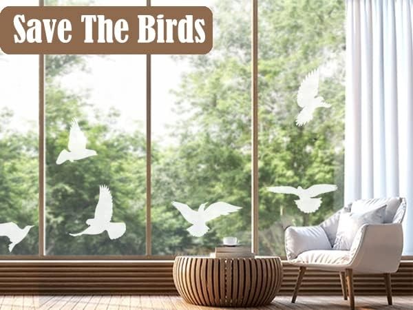 37Pcs Anti Collision Window Clings, Save The Birds from Strikes, White