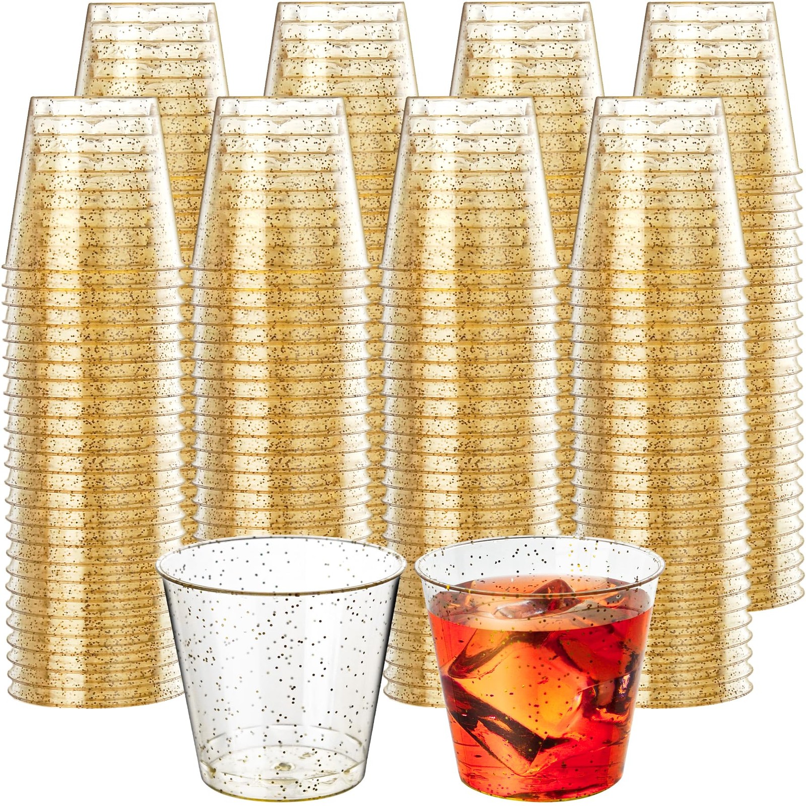 Byvivace 500Counts 1OZ. Disposable Shot Glasses Hard Plastic Shot Cups Gold G…