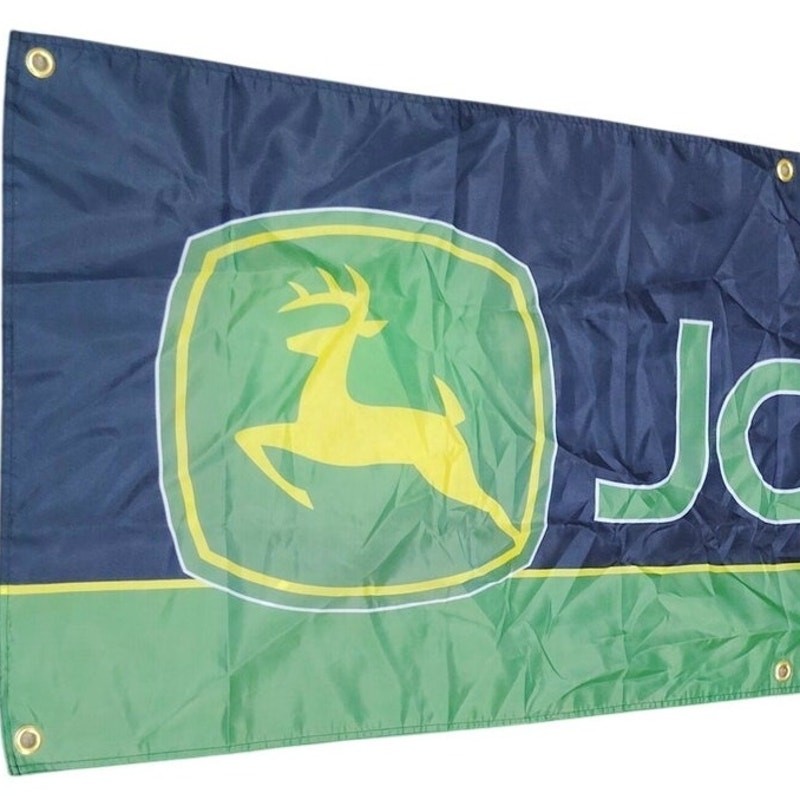 Kasflag John Deere Banner 2×8 ft Heavy Duty 150D Polyester with 8 Grommets