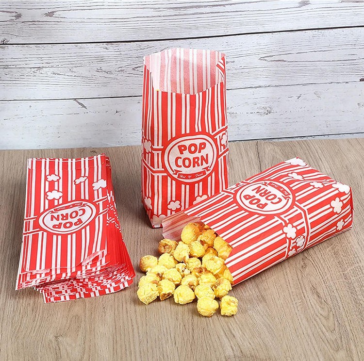 150Pcs Popcorn Paper Bags Retro Popcorn Bags for Party Snack Movie Night