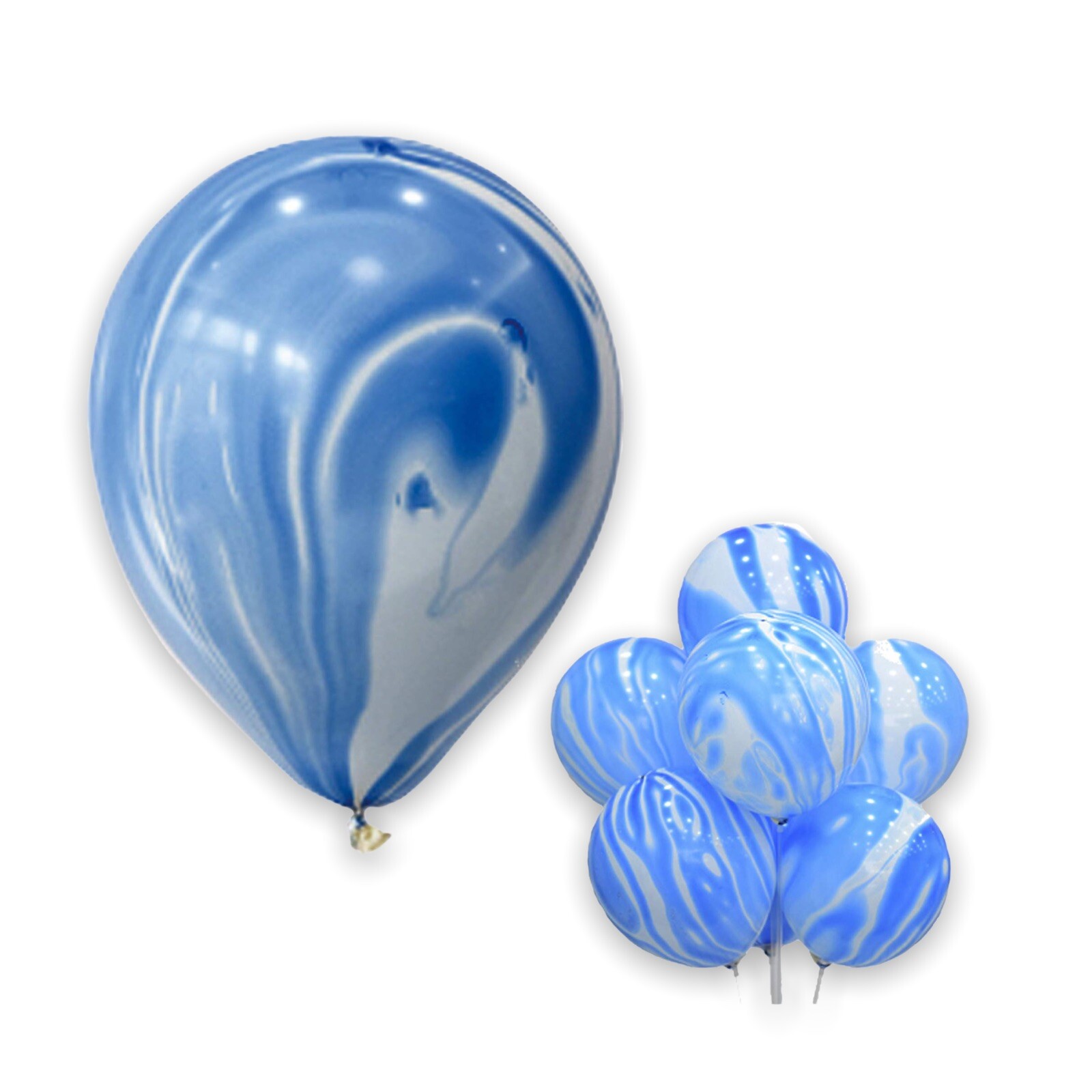 12 Pack Blue White Swirl Marble Balloons Tie Dye Circus Party 12″ Birthday Party