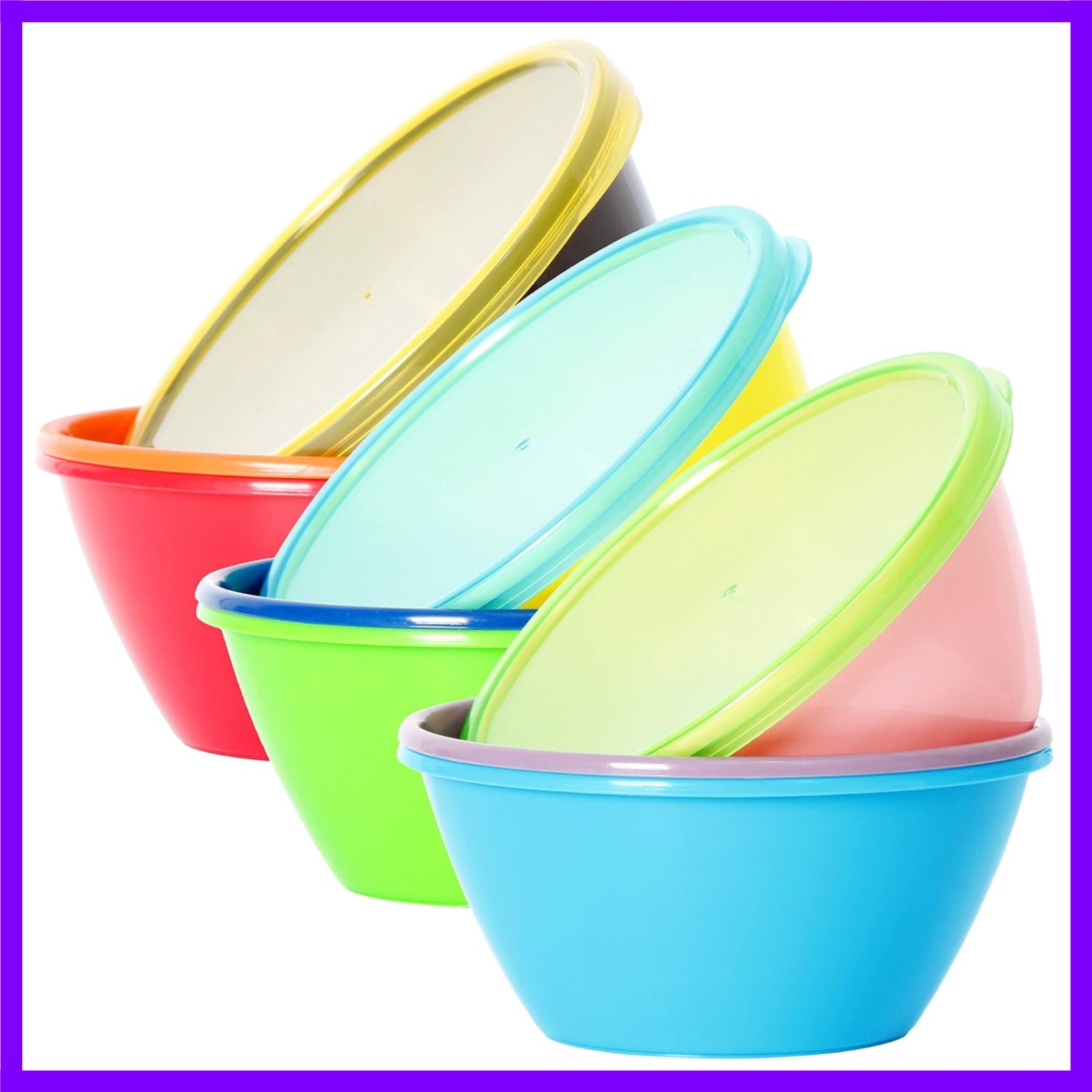 12 Ounce Plastic Bowls with Lids, Snack Bowls, Small Bowls, Food Storage Cont…