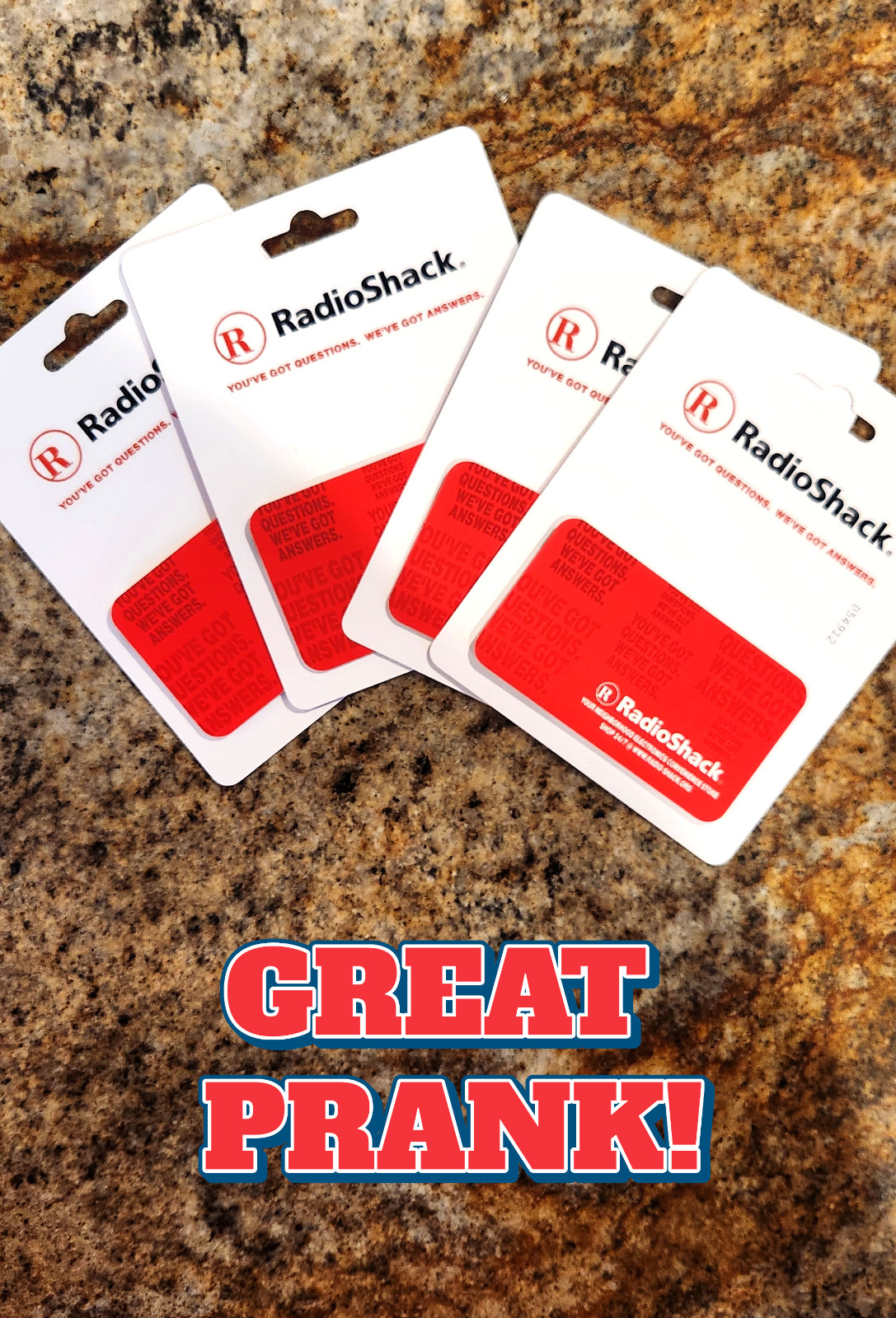 (4) Radio Shack Prank Gag Gift Card – Birthday Christmas Graduation Gag FUNNY