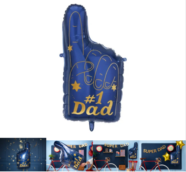 Foil balloon #1 Dad, 18.1×34.0in