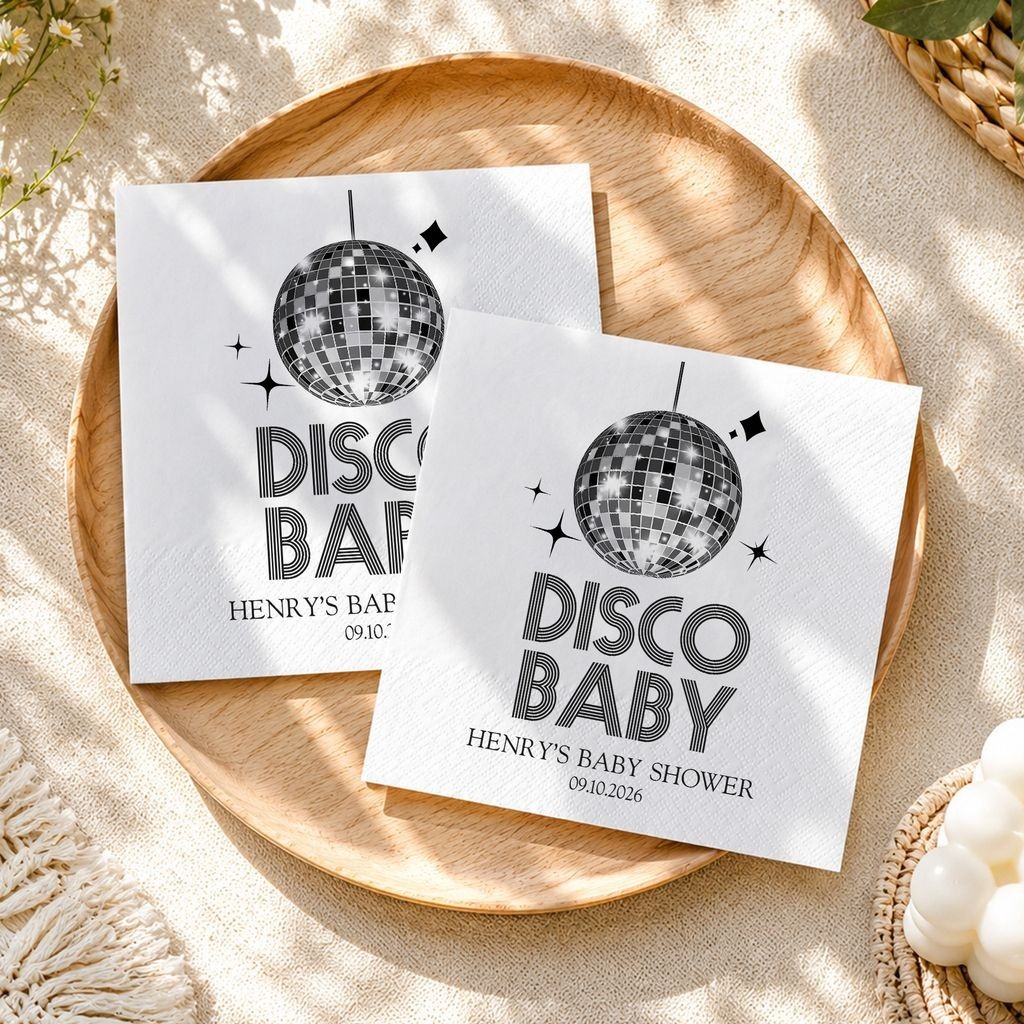 Disco Baby Shower Napkins Retro Disco Ball Party Favors SATTNA0690