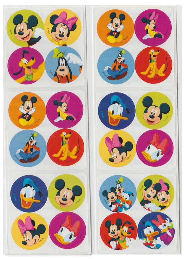80 Mickey Mouse and Disney Pals Mini Stickers, 1.2″ Round Each, Party Favors