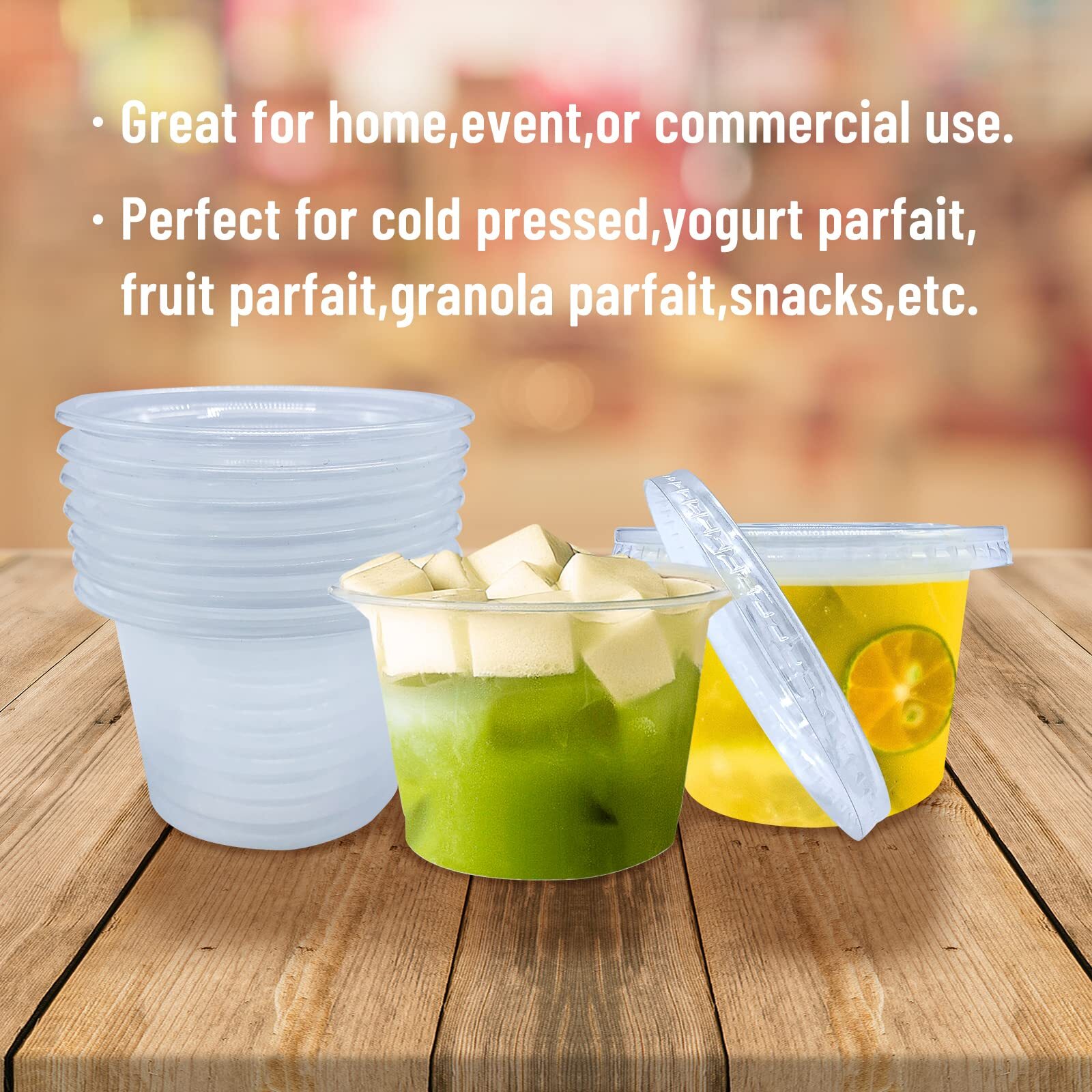 50 Pack 8 OZ Disposable Plastic Cups with Lids,Clear Dessert Cups Plastic Con…