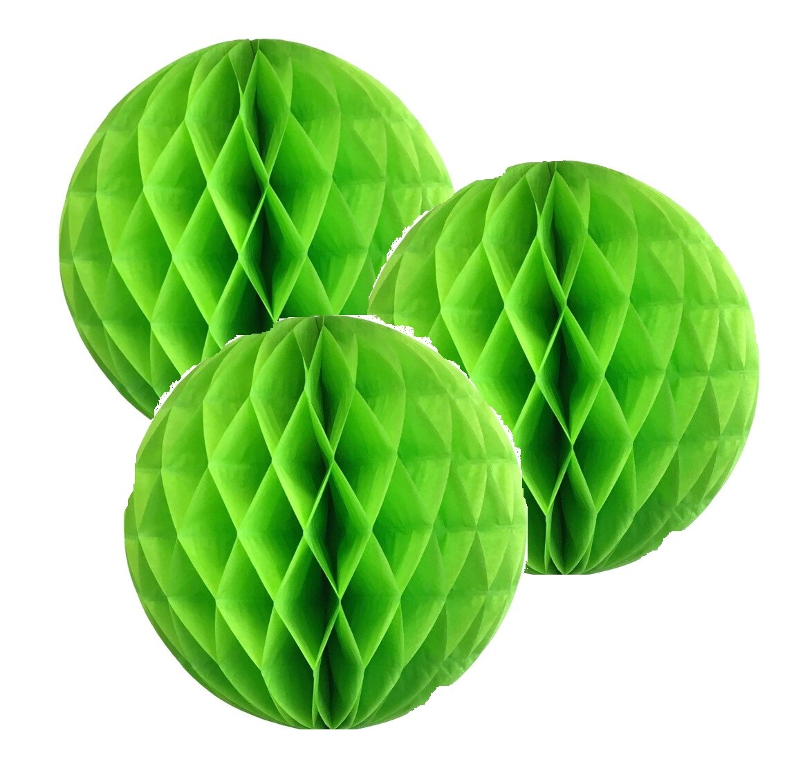 3x Apple Green 4″ HoneyComb Round Tissue Paper Lantern Balls Pom Poms Wedding