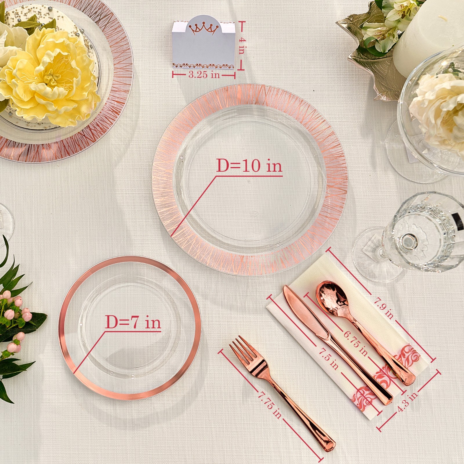 LAXORE 200 Pcs Plastic Disposable Dinner Plates Set for 25 Guests