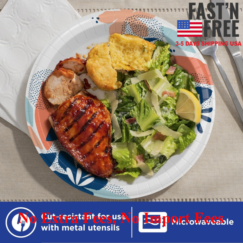 2 Pack Dixie Disposable Paper Plates, 10″, 2X Stronger*, Multi-Color, 210 Count