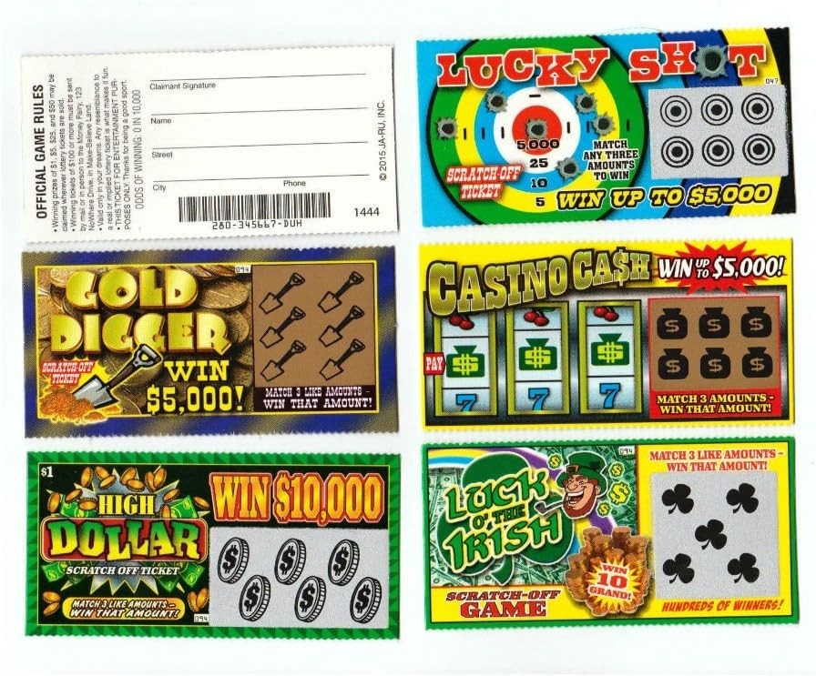 Gag Gift Set: 5 Realistic Fake Lottery Tickets for Laughs at Parties & Offices