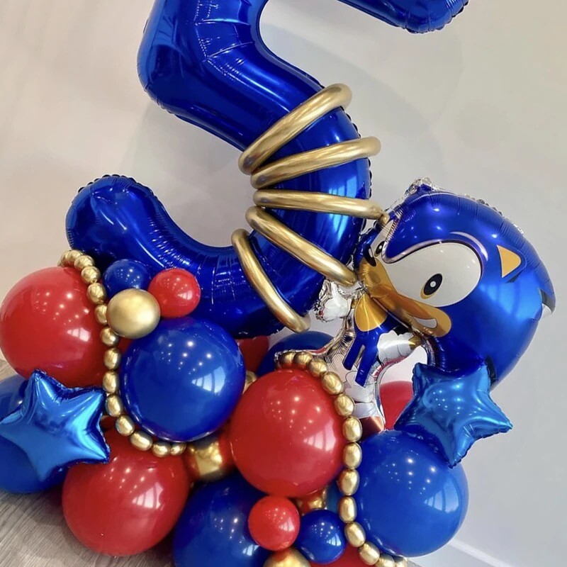 39pcs Sonic The Hedgehog Foil Number Balloons Birthday Decoration Boy Girl Sonic