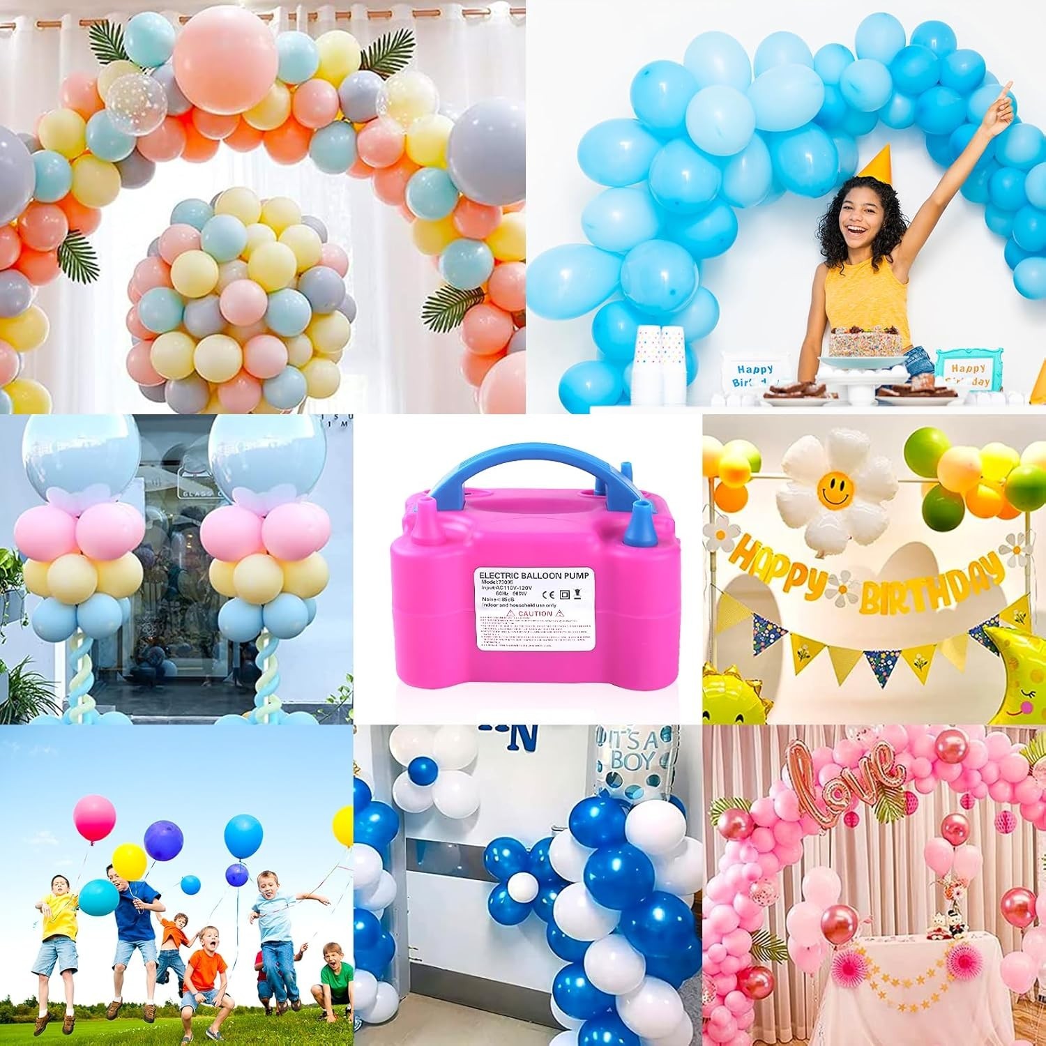 Energy-Efficient Balloon Blower Inflator – 110V 600W with Tying Tools Included