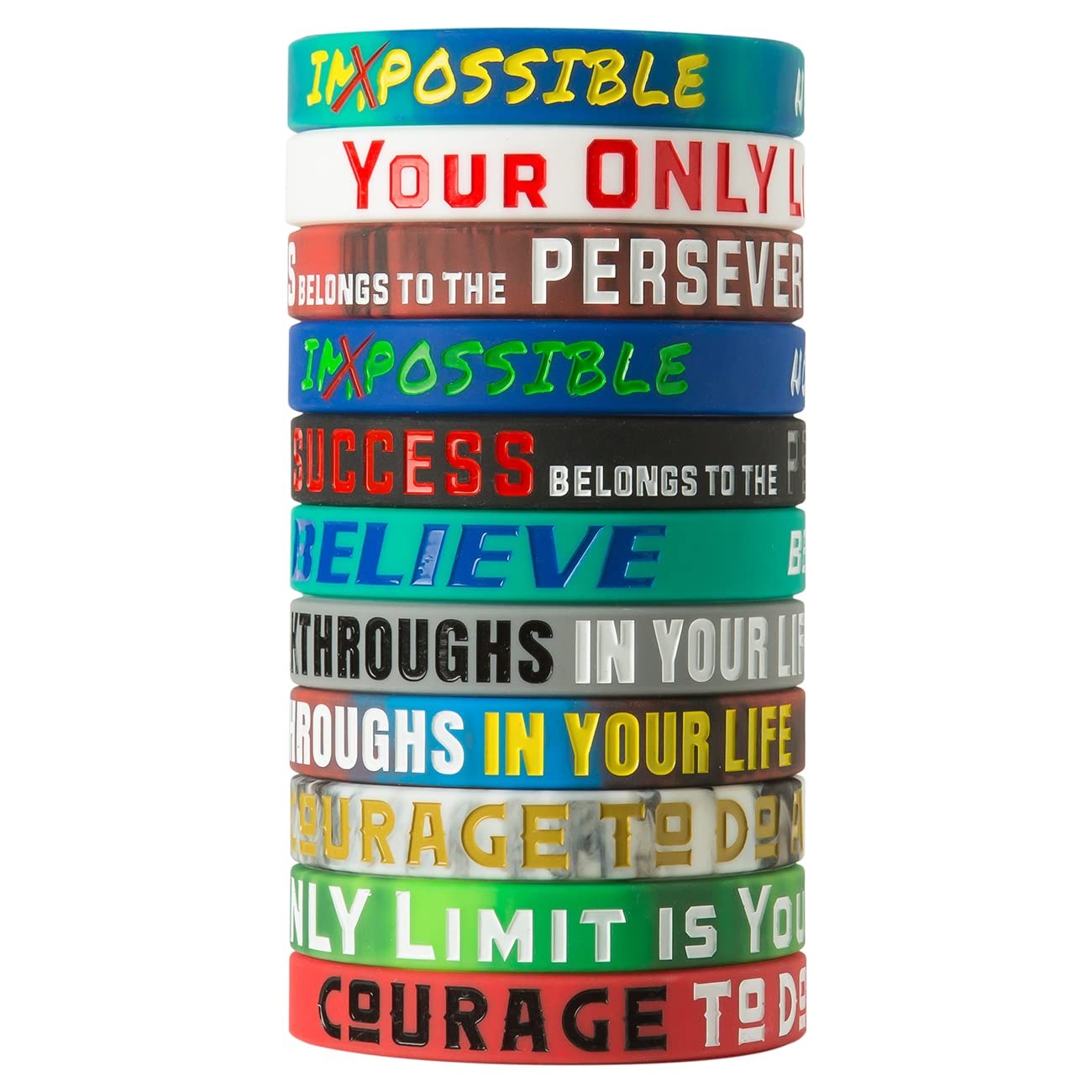Wristbands 12 Pack Inspirational Silicone Unisex Adult Men Women Teens