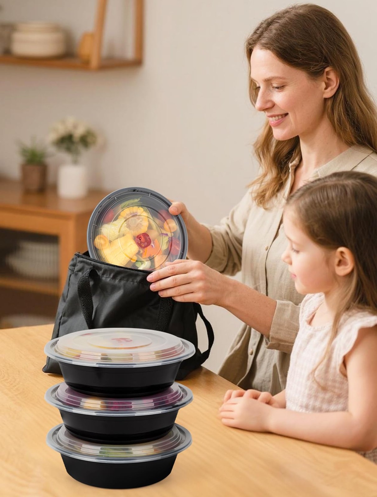 UMT Plastar Meal Prep Containers with Lids – 50 Pack 32 oz Round Meal Bowls, Mic