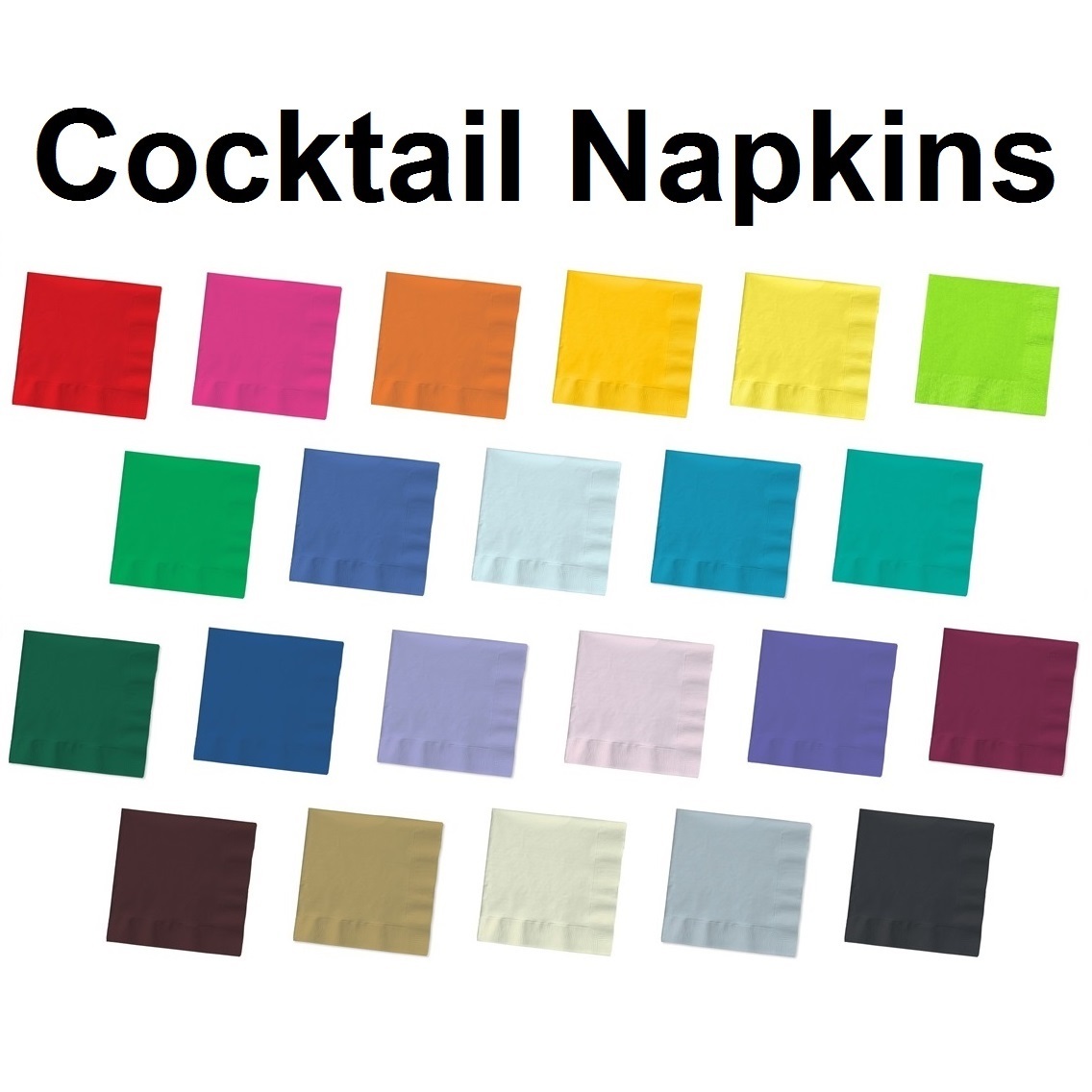 2-ply Paper Beverage Cocktail Napkins Bar Party Small – Solid Colors Disposable